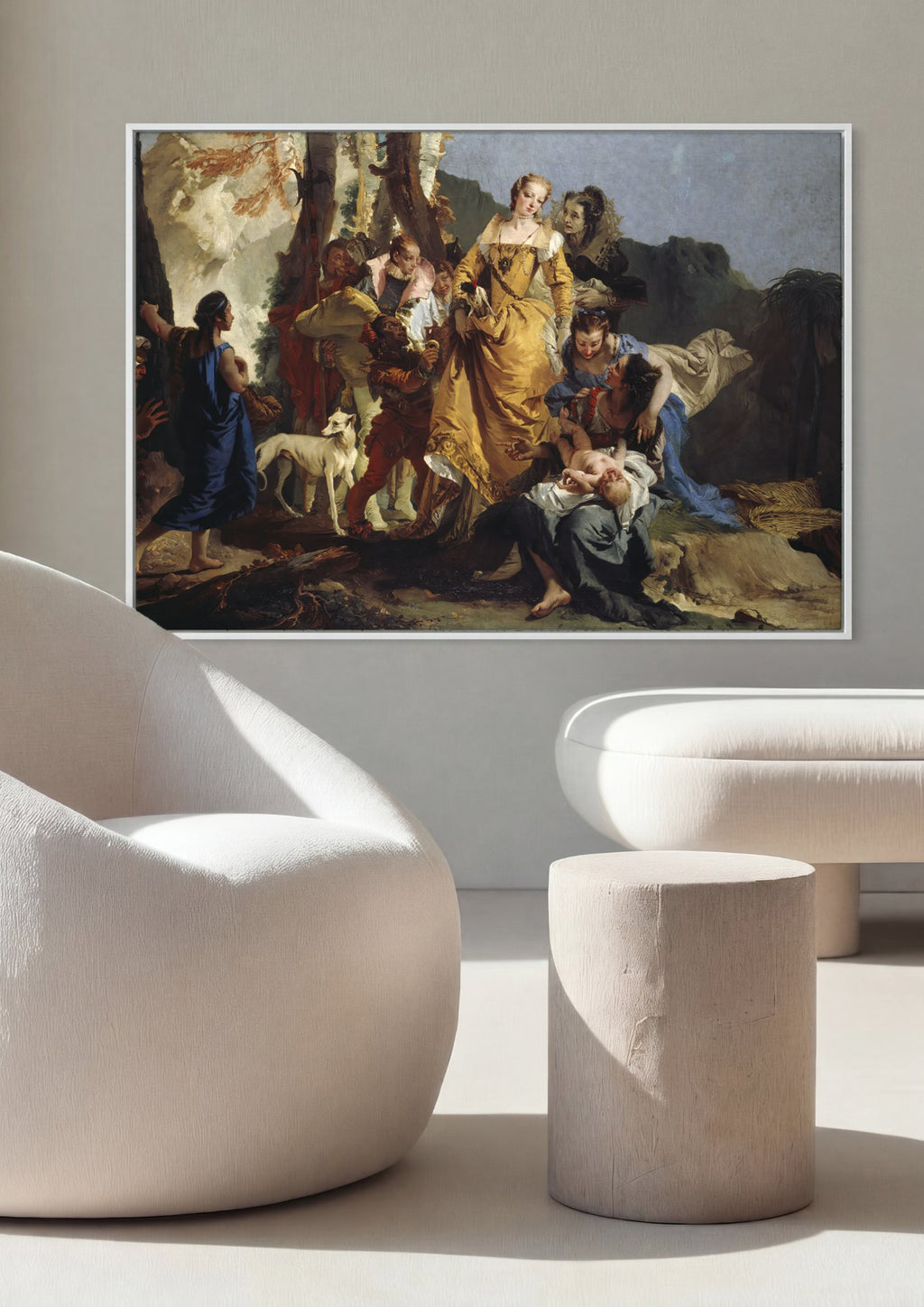 Quadro Decorativo A Descoberta de Moises - Tiepolo em ambiente decorado