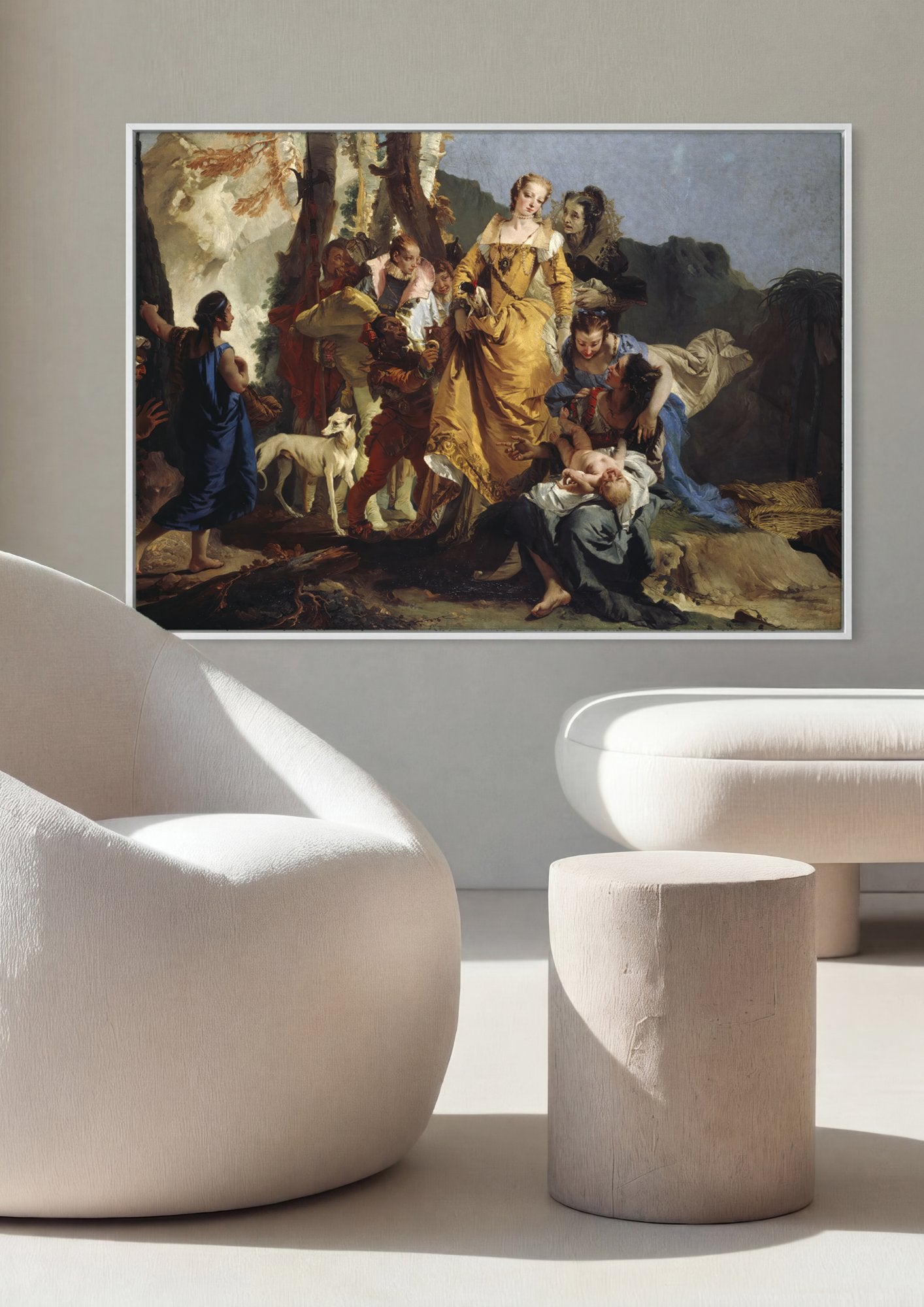 Quadro Decorativo A Descoberta de Moises - Tiepolo em ambiente decorado