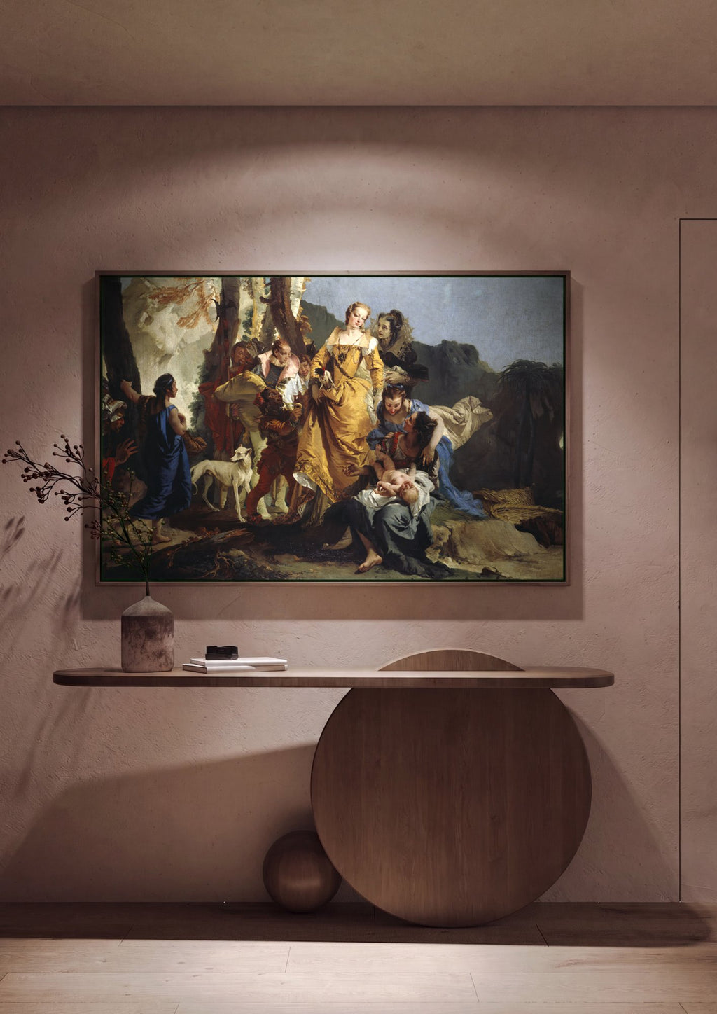 Quadro Decorativo A Descoberta de Moises - Tiepolo em ambiente decorado