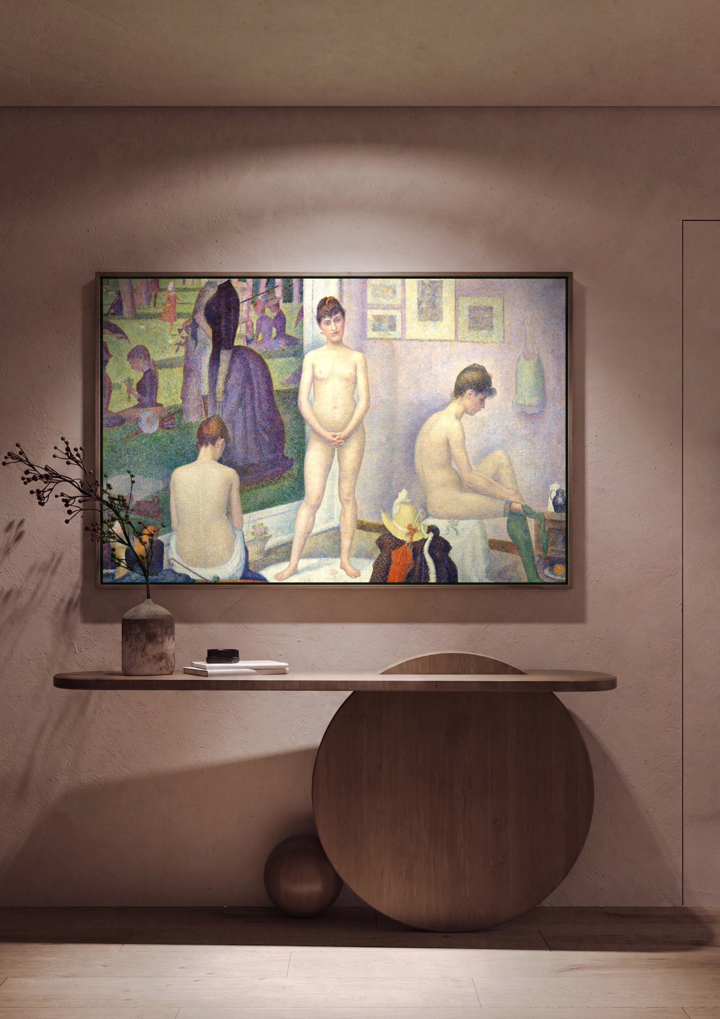 Quadro Decorativo As Modelos - Georges Seurat em ambiente decorado