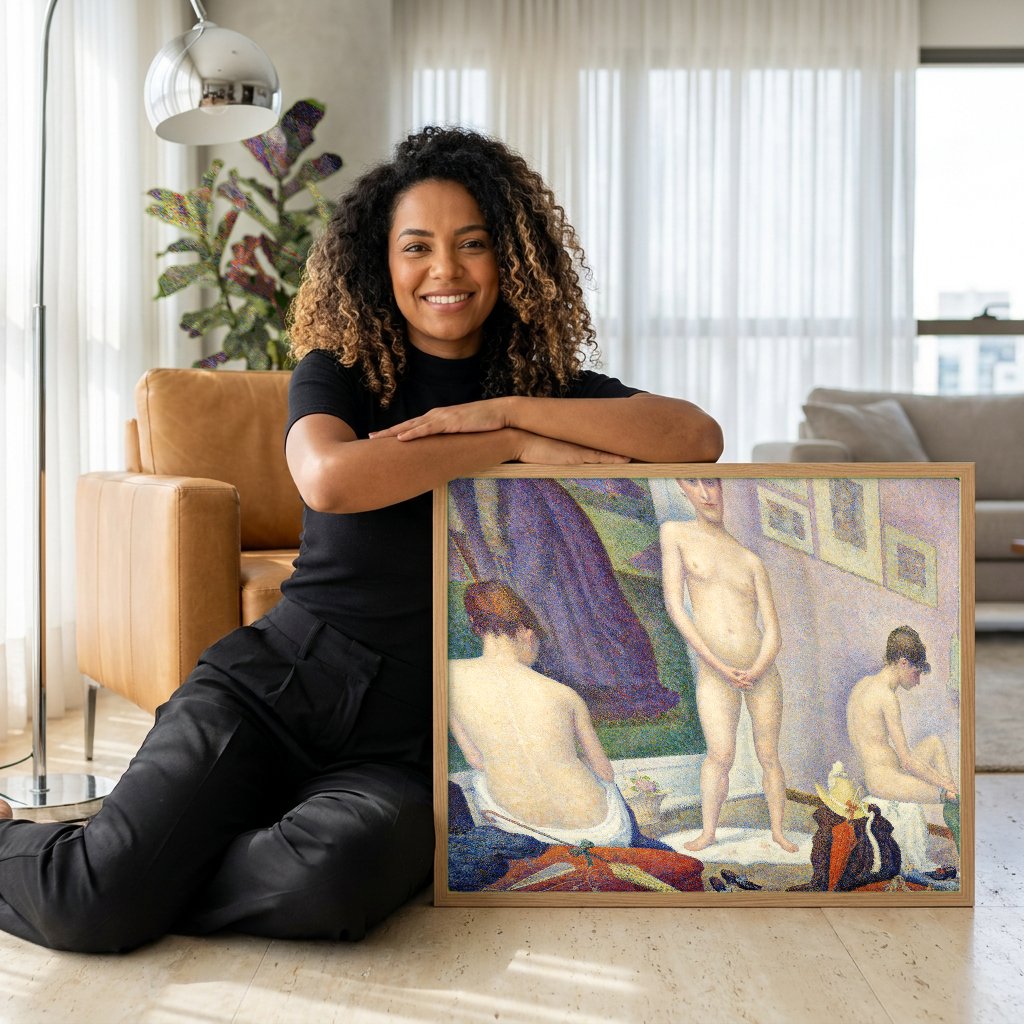Quadro Decorativo As Modelos - Georges Seurat com modelo em ambiente