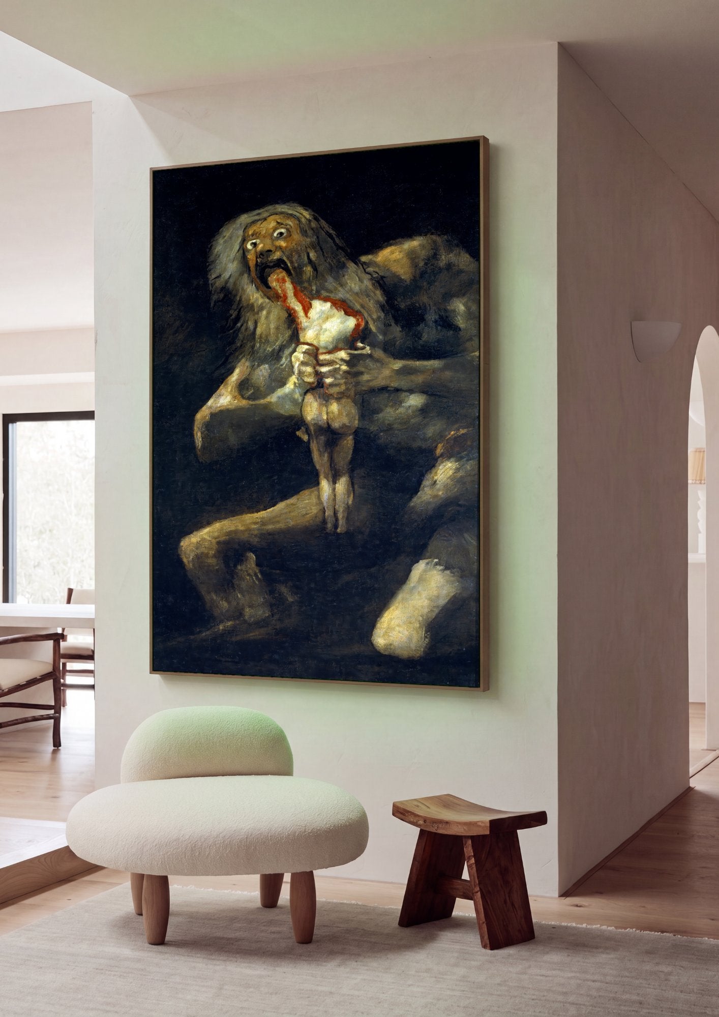 Quadro Decorativo Saturno Devorando Seu Filho - Goya em ambiente decorado