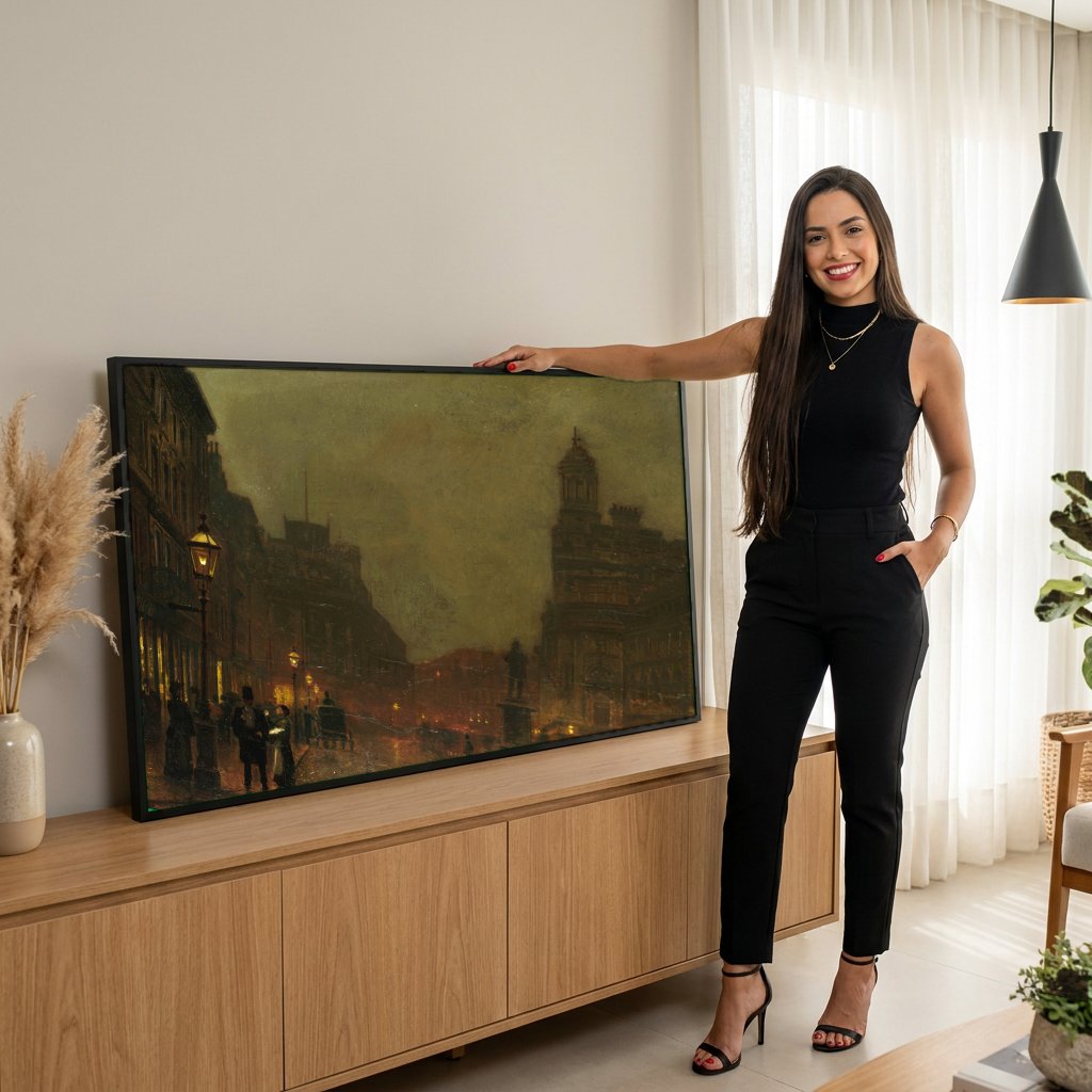 Quadro Decorativo Noite Londrina - Grimshaw com modelo em ambiente