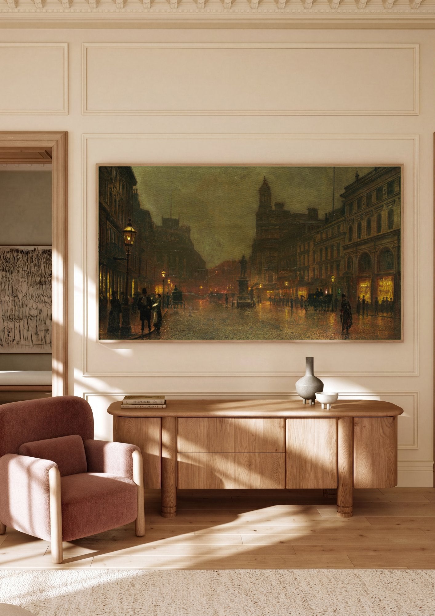 Quadro Decorativo Noite Londrina - Grimshaw em ambiente decorado