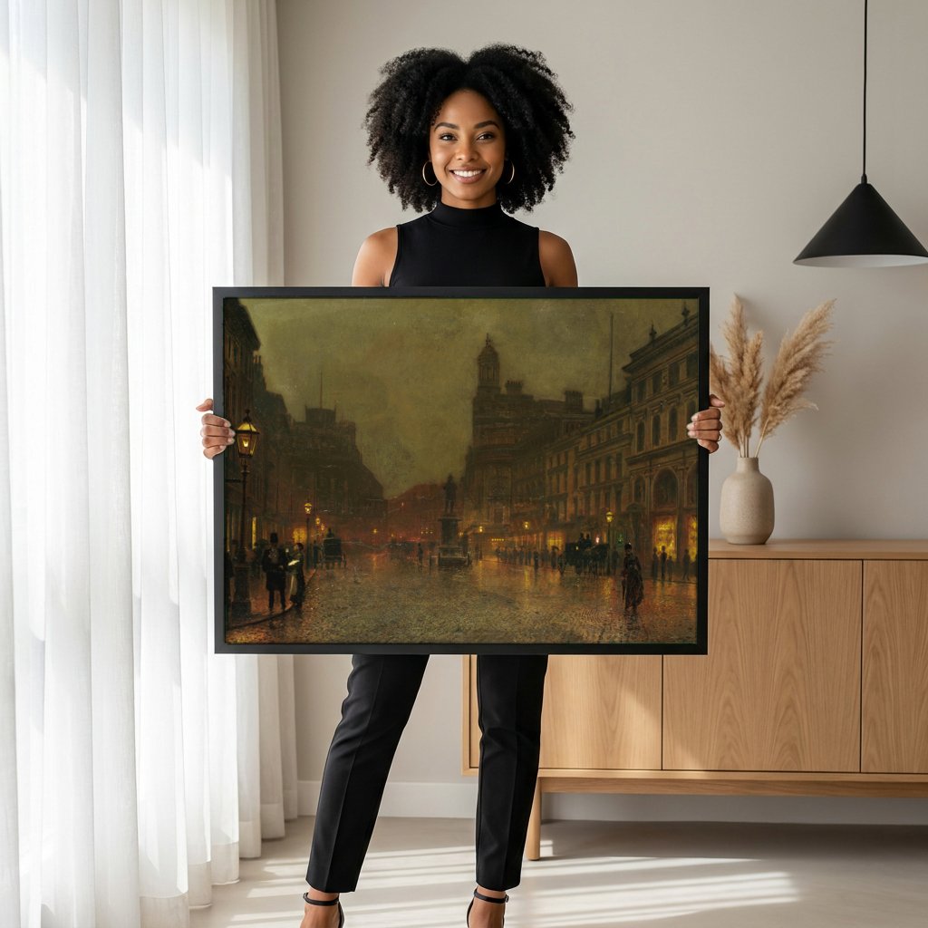 Quadro Decorativo Noite Londrina - Grimshaw com modelo em ambiente