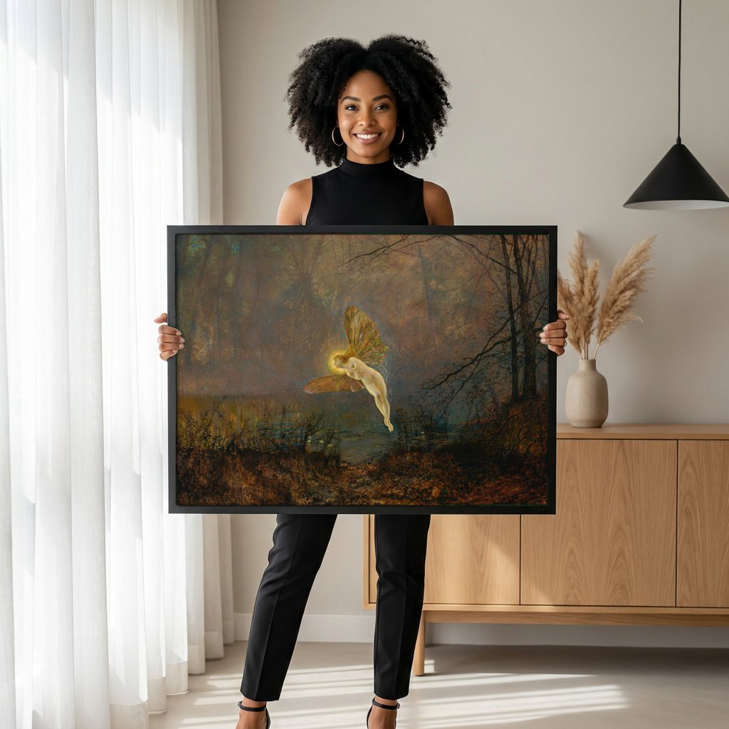 Quadro Decorativo A Fada do Lago - Grimshaw com modelo em ambiente