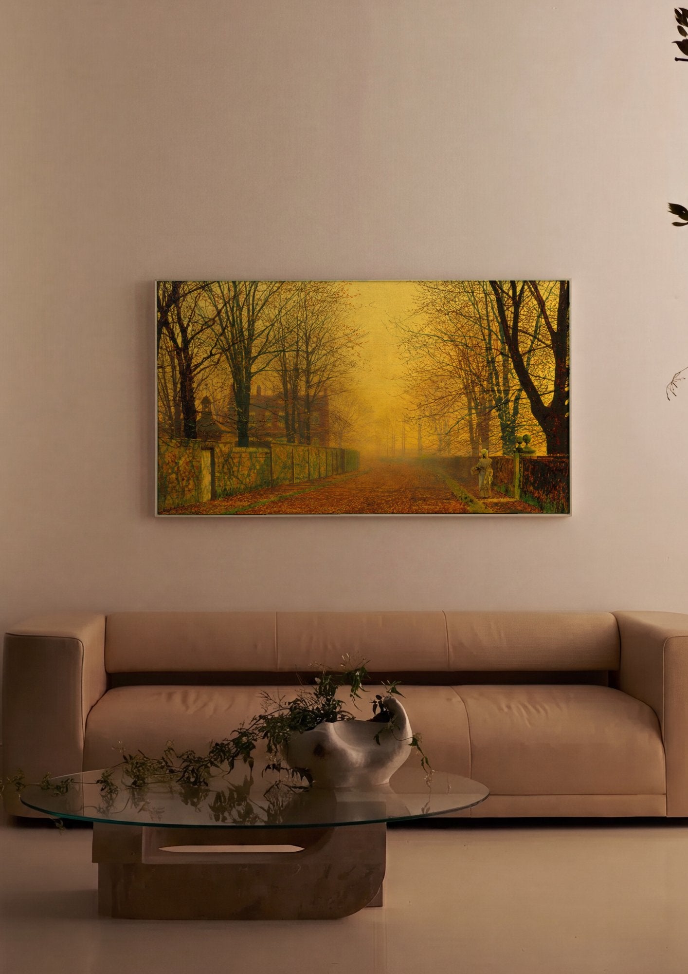 Quadro Decorativo 'Outono Dourado' - Grimshaw em ambiente decorado