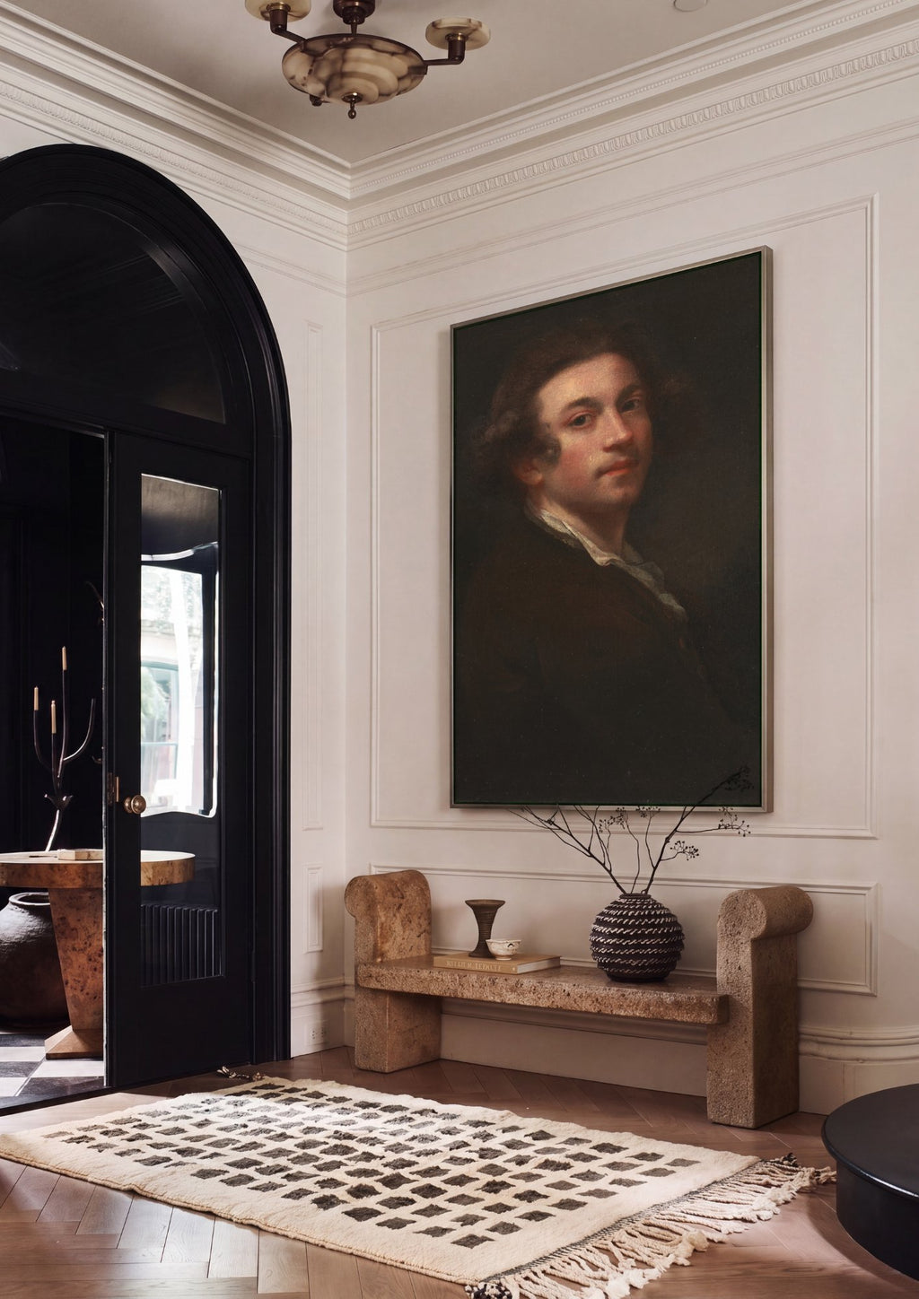 Quadro Decorativo Autorretrato - Sir Joshua Reynolds em ambiente decorado
