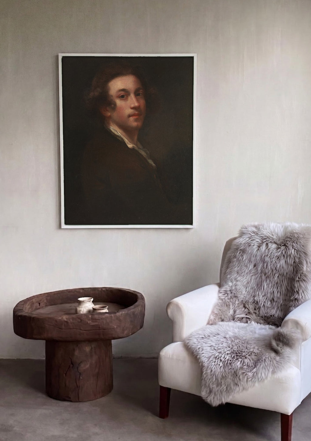 Quadro Decorativo Autorretrato - Sir Joshua Reynolds em ambiente decorado