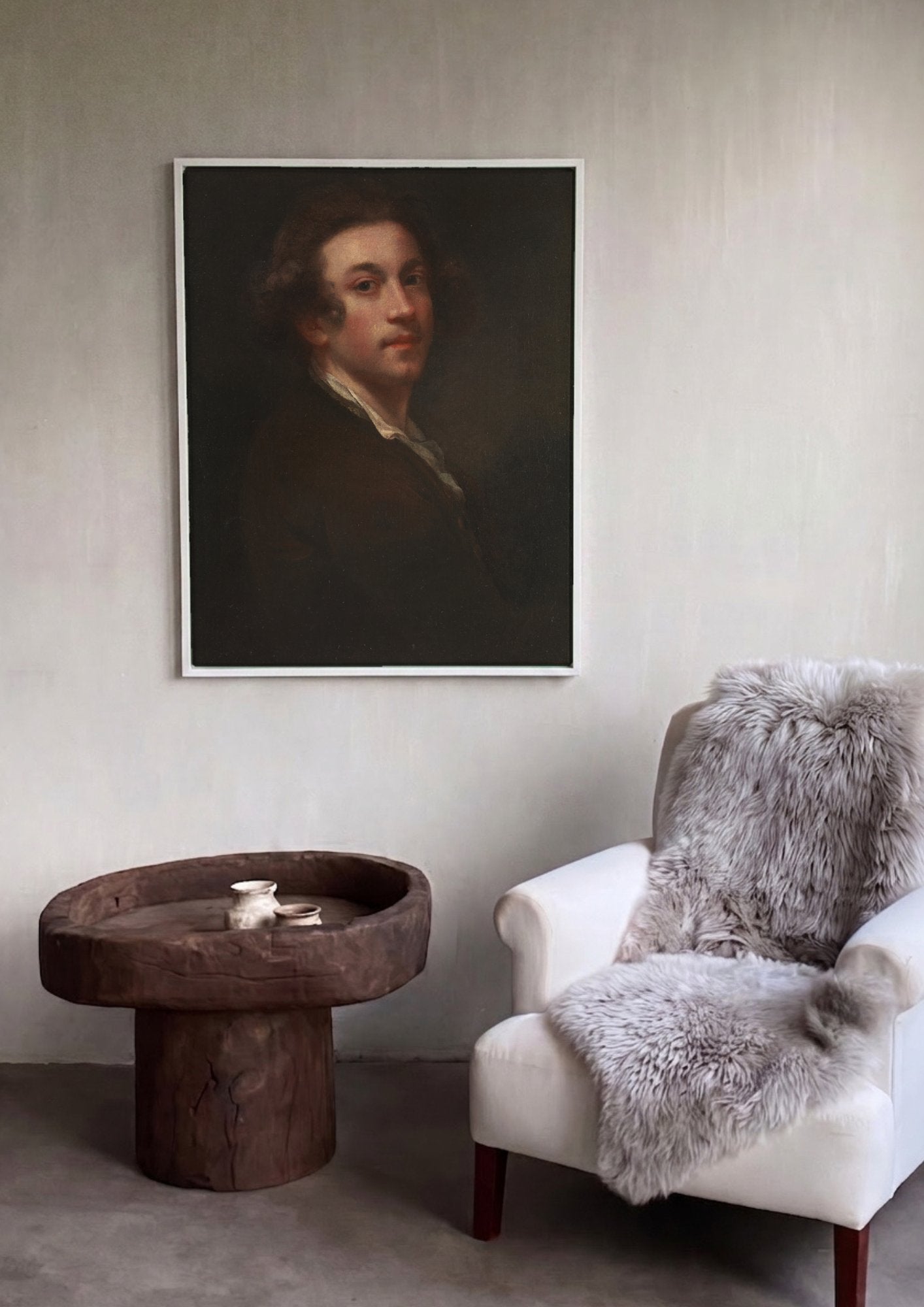 Quadro Decorativo Autorretrato - Sir Joshua Reynolds em ambiente decorado