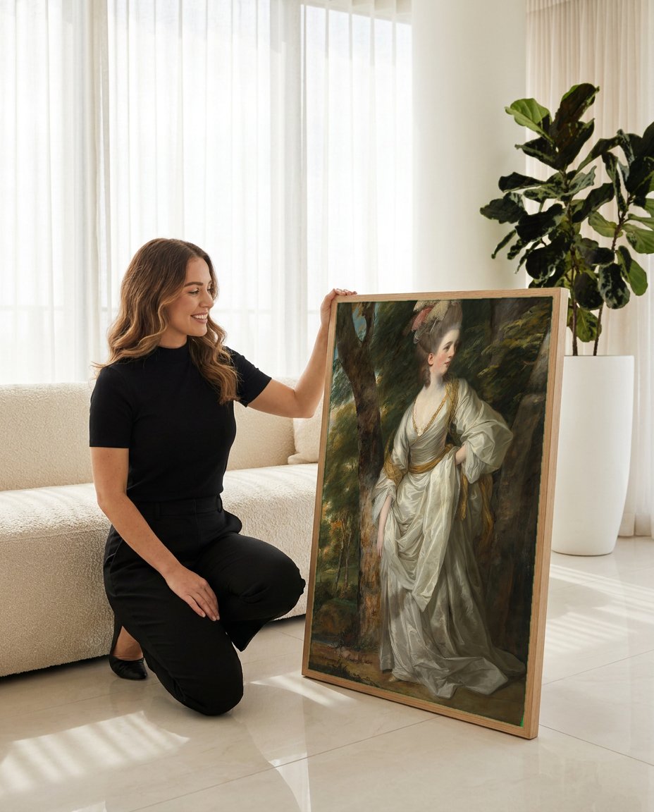 Quadro Decorativo Senhora em Paisagem - Sir Joshua Reynolds com modelo em ambiente