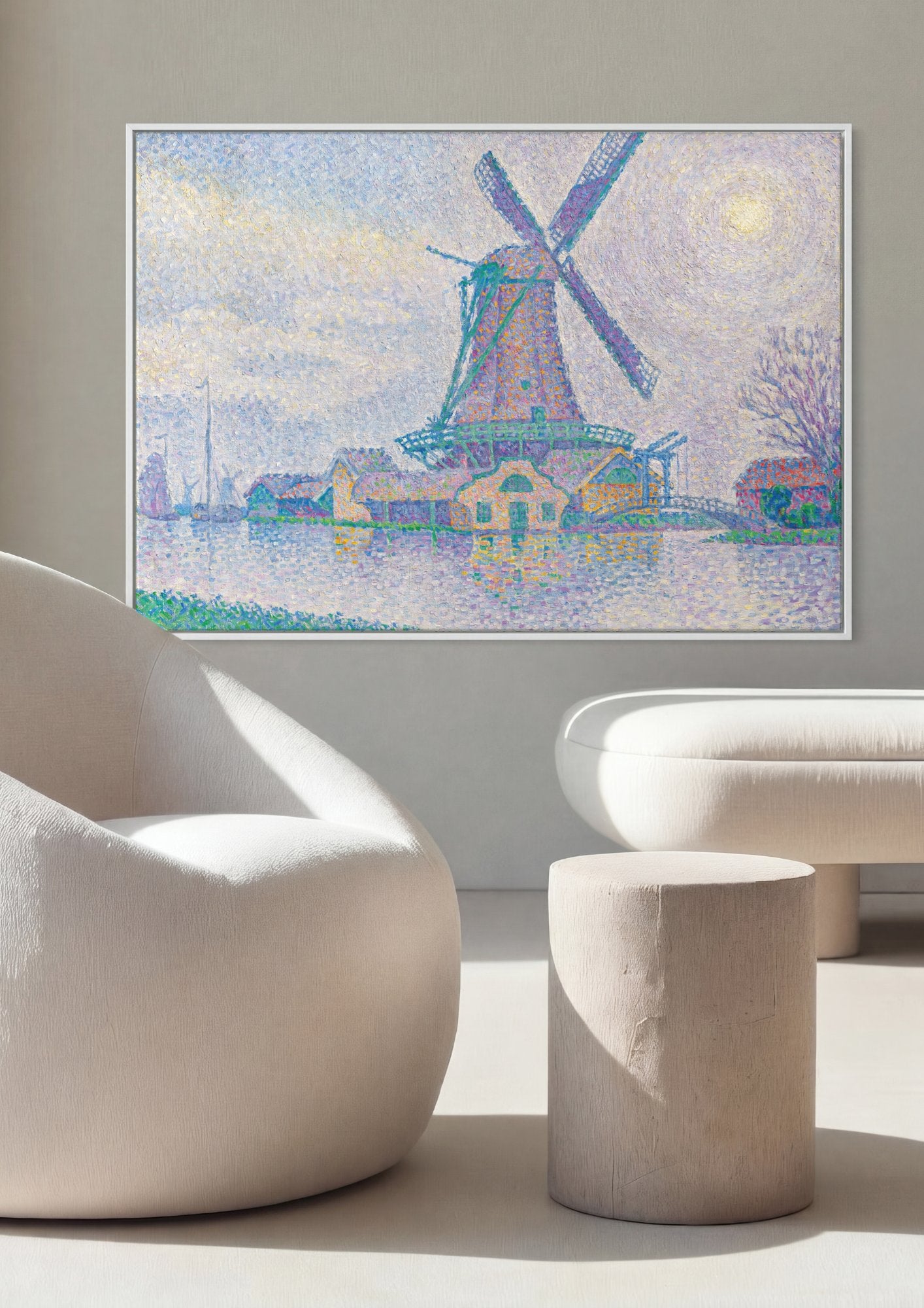 Quadro Decorativo Moinho ao Luar - Paul Signac em ambiente decorado