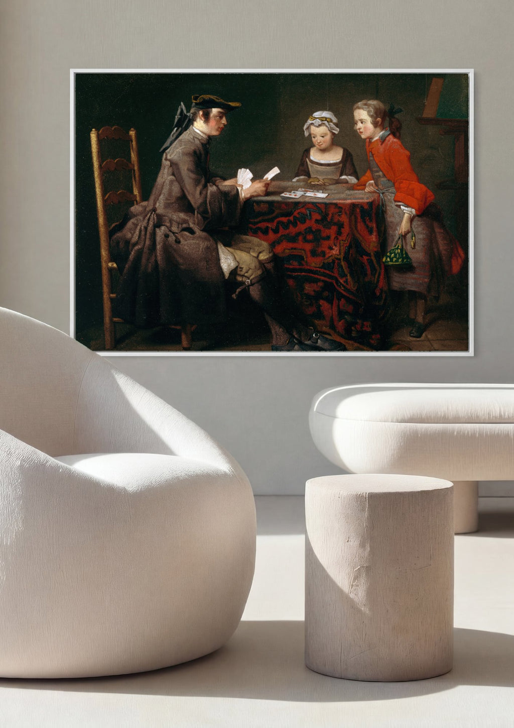 Quadro Decorativo A Mesa de Jogo - Jean Siméon Chardin em ambiente decorado
