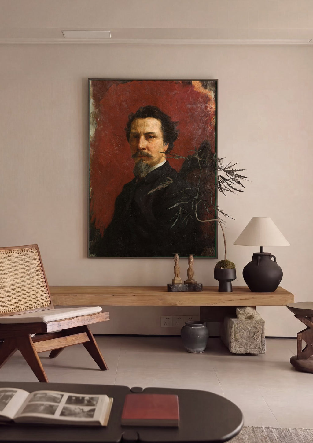 Quadro Decorativo Autorretrato - Henryk Siemiradzki em ambiente decorado