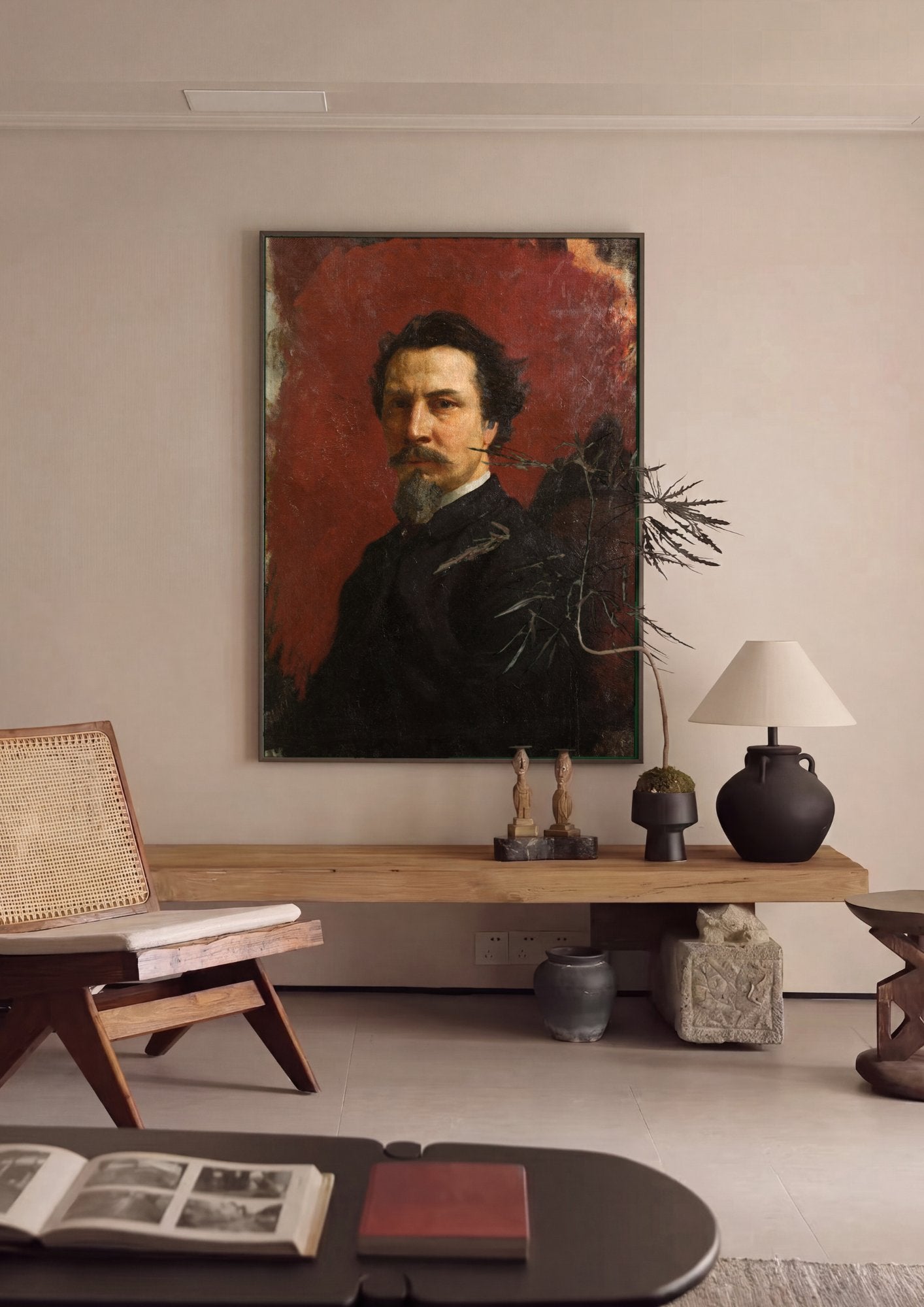 Quadro Decorativo Autorretrato - Henryk Siemiradzki em ambiente decorado