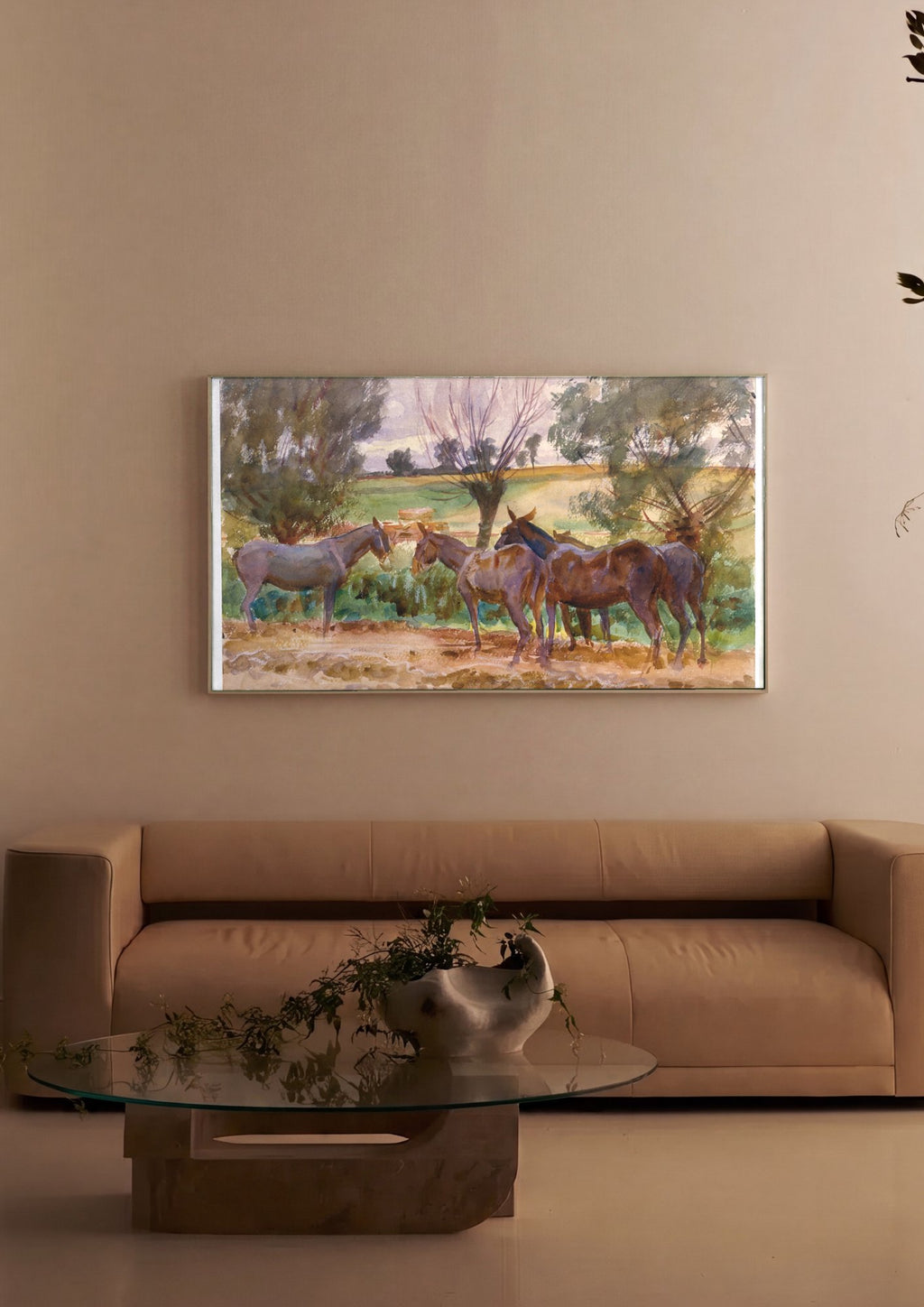 Quadro Decorativo Mulas no Campo - John Singer Sargent em ambiente decorado