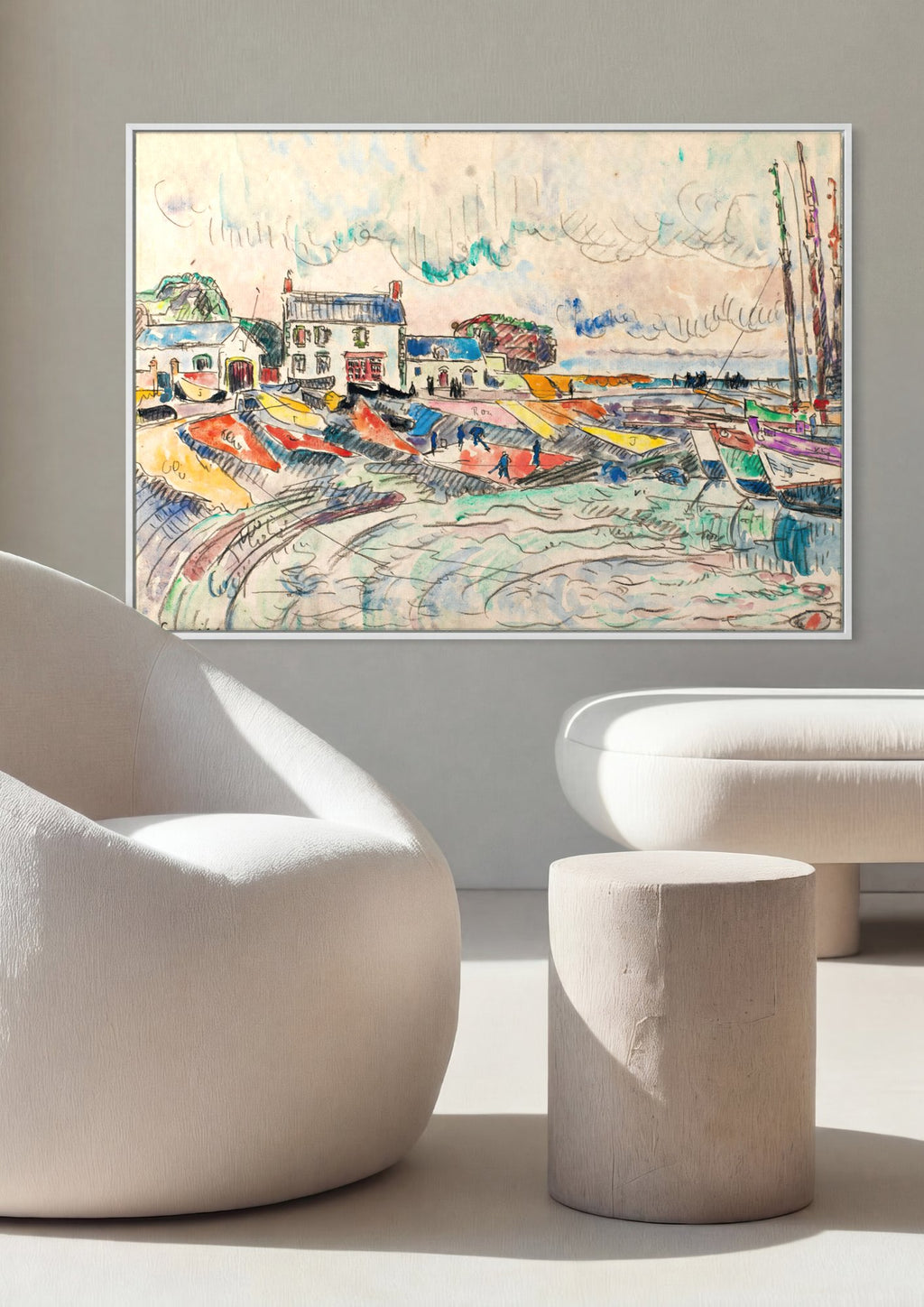 Quadro Decorativo Porto Vibrante - Paul Signac em ambiente decorado