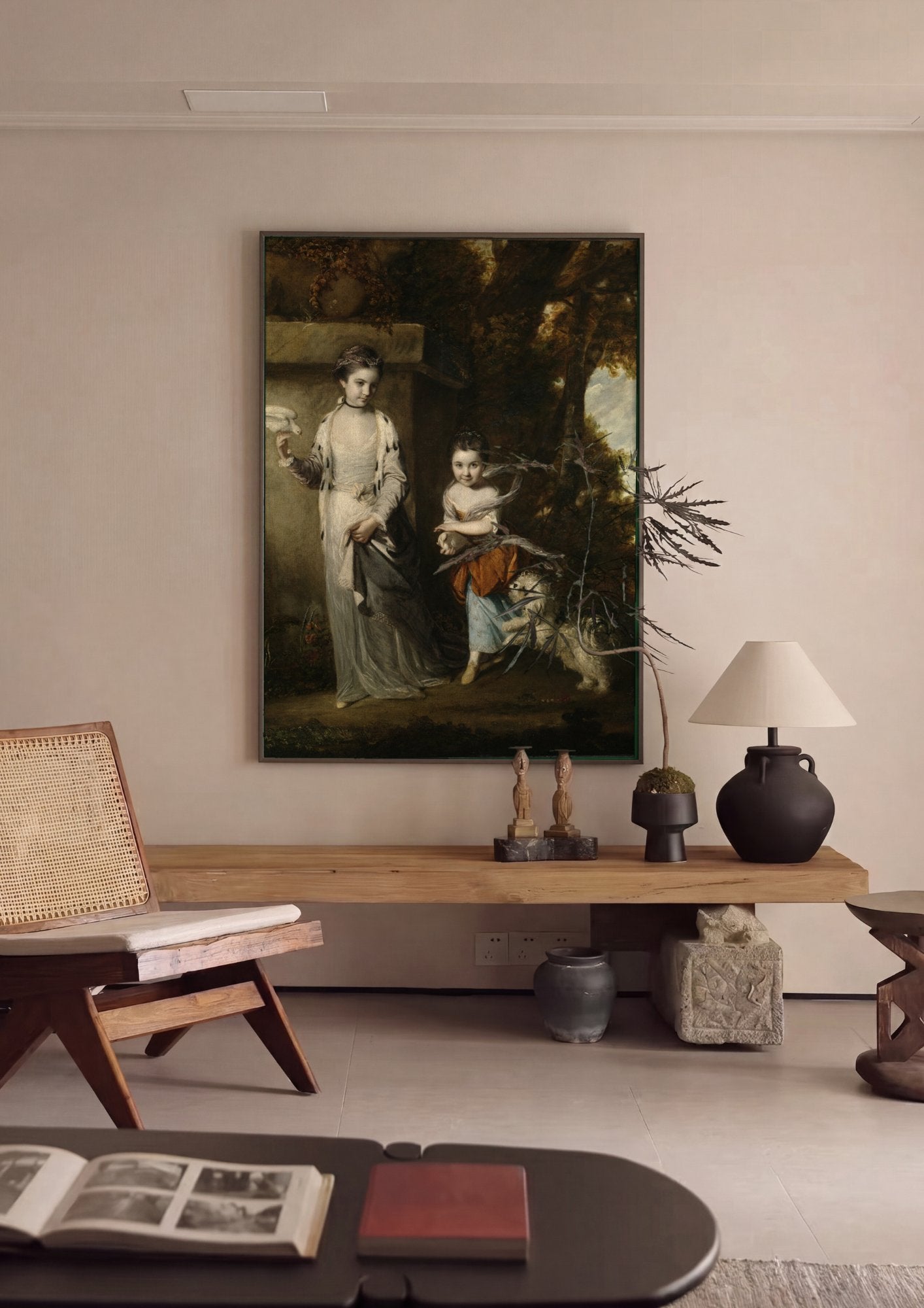 Quadro Decorativo As Irmãs Waldegrave - Sir Joshua Reynolds em ambiente decorado
