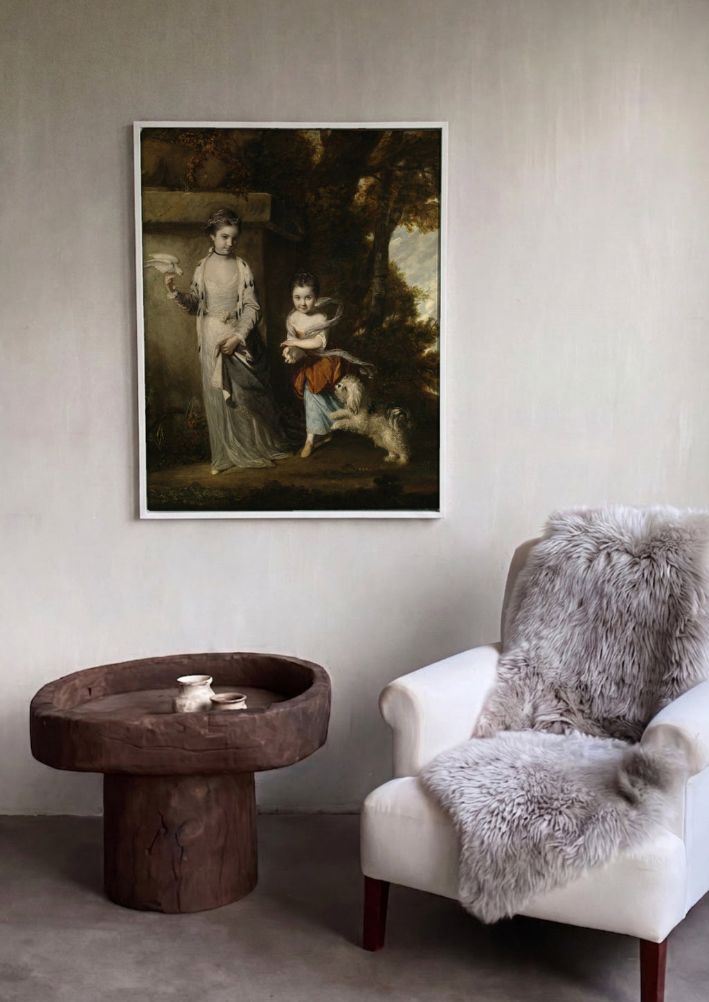 Quadro Decorativo As Irmãs Waldegrave - Sir Joshua Reynolds em ambiente decorado