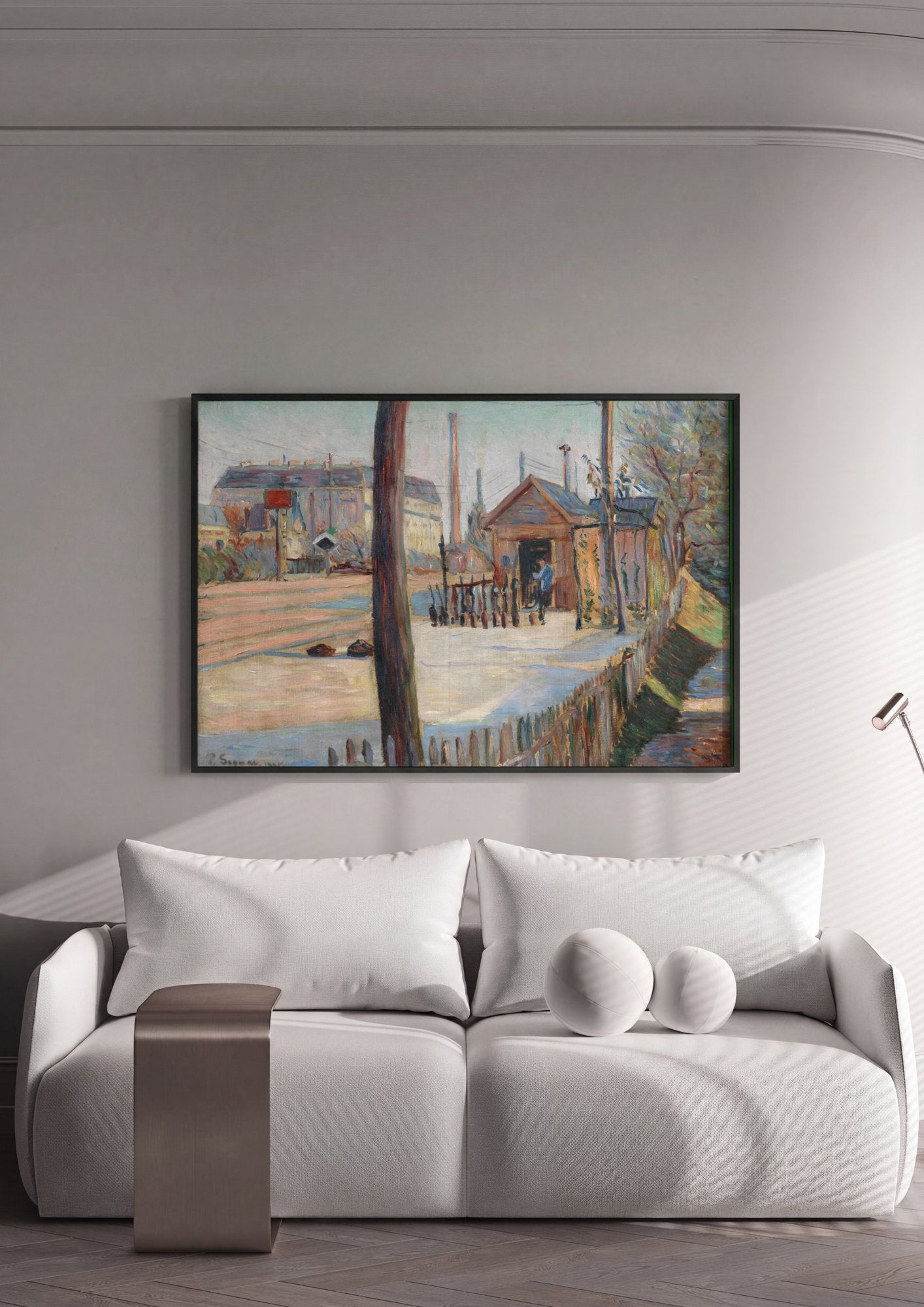 Quadro Decorativo Cena Urbana em Neve - Signac em ambiente decorado