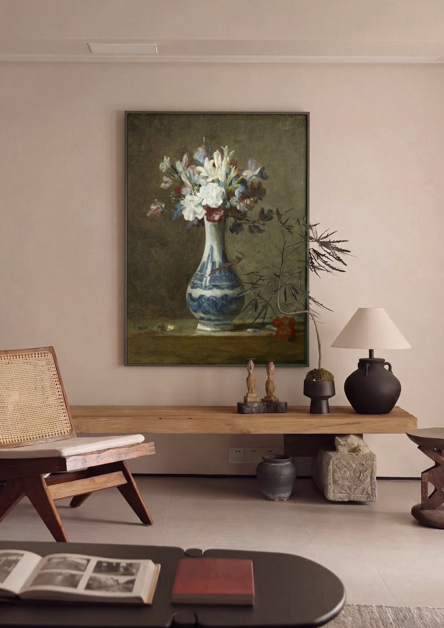 Quadro Decorativo Vaso de Flores - Jean Siméon Chardin em ambiente decorado