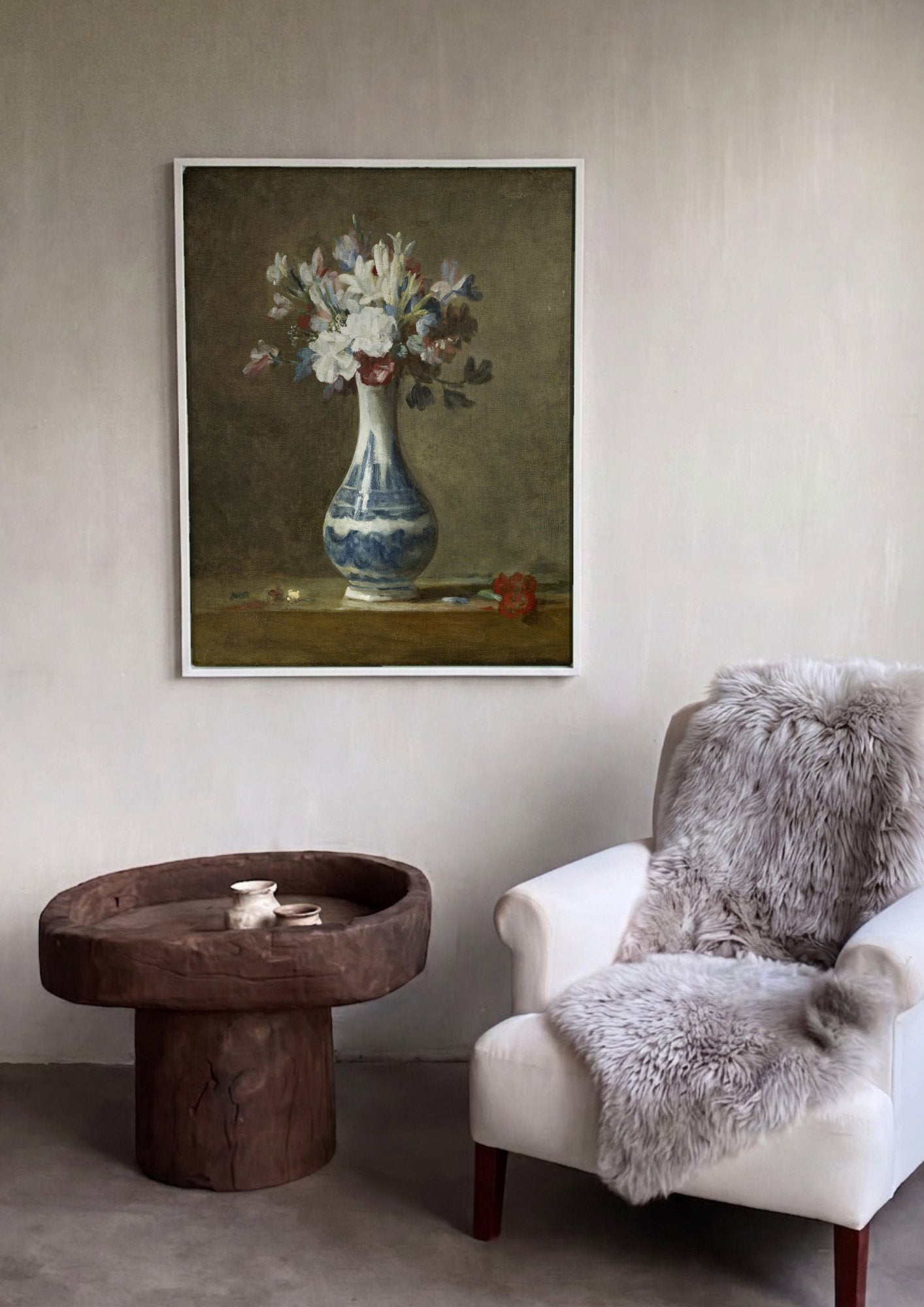 Quadro Decorativo Vaso de Flores - Jean Siméon Chardin em ambiente decorado