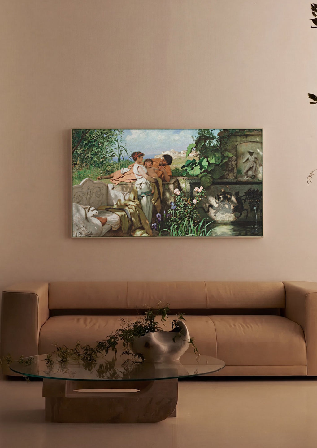 Quadro Decorativo A Familía no Jardim - Siemiradzki em ambiente decorado