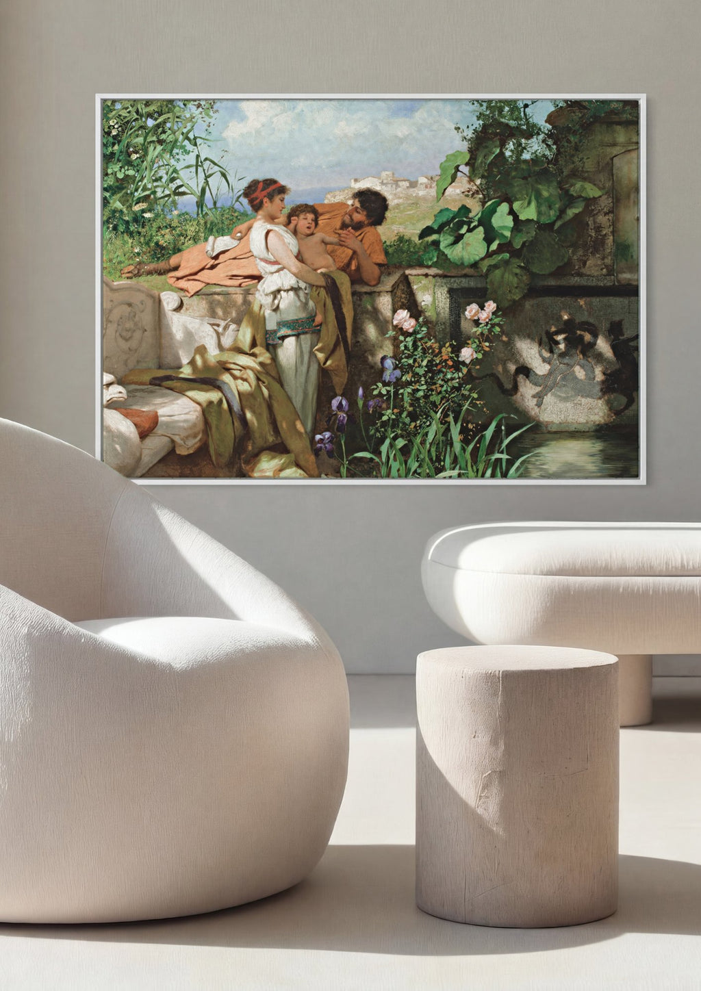 Quadro Decorativo A Familía no Jardim - Siemiradzki em ambiente decorado
