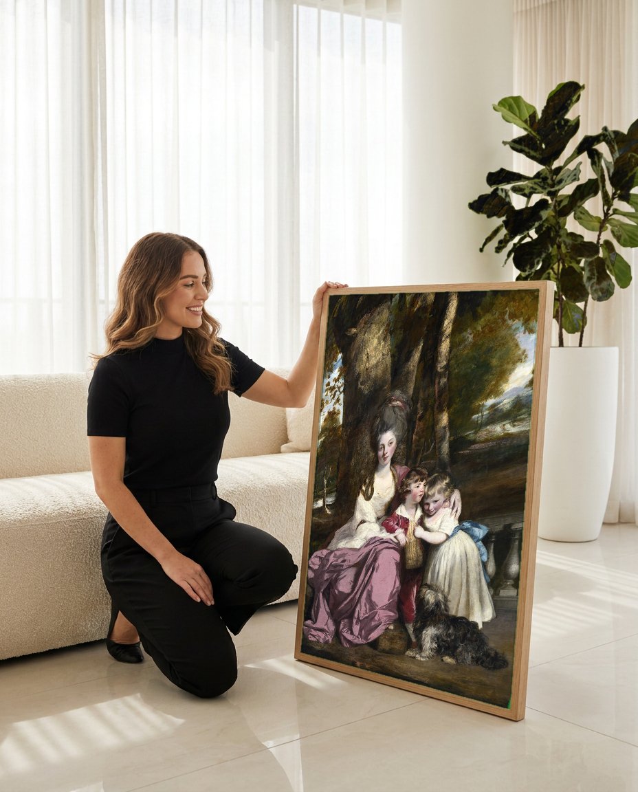 Quadro Decorativo Família na Paisagem - Sir Joshua Reynolds com modelo em ambiente