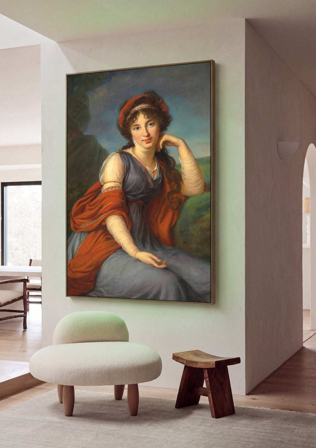 Quadro Decorativo Lady Hamilton como Sibila - Vigée Le Brun em ambiente decorado