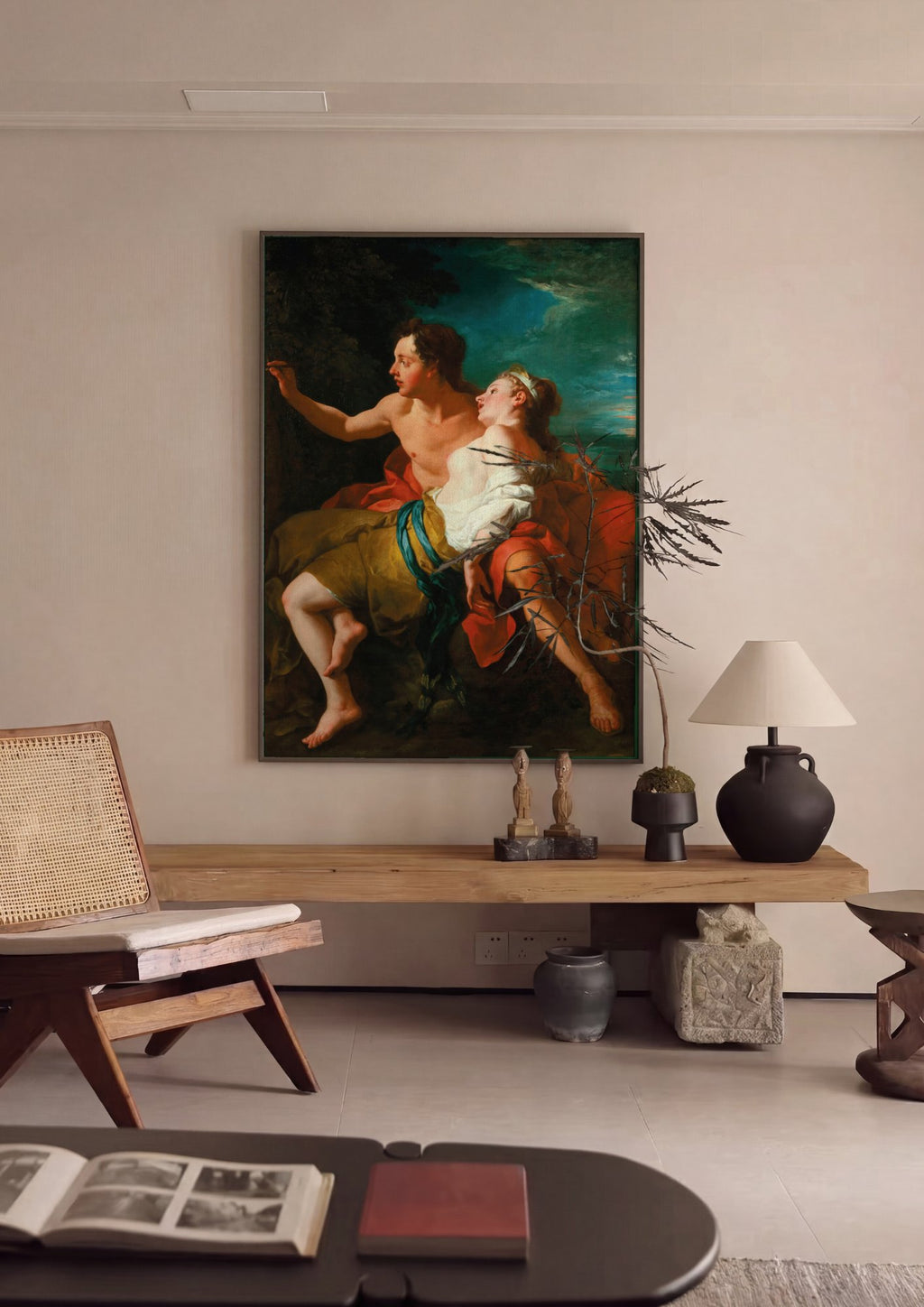 Quadro Decorativo Cena Romântica Clássica - Jean François de Troy em ambiente decorado