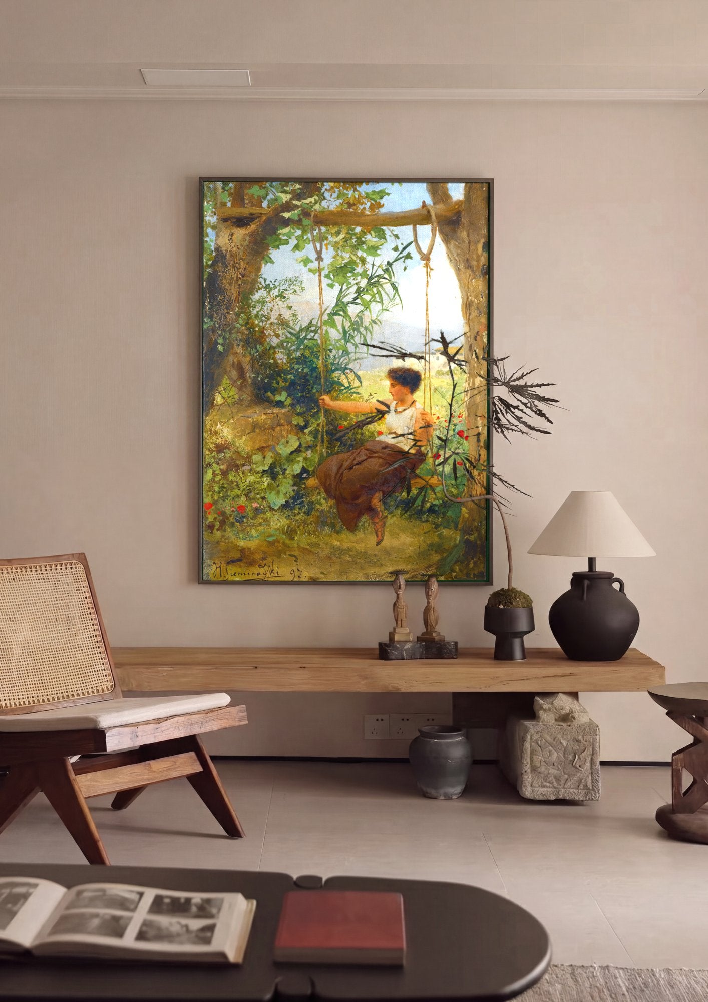 Quadro Decorativo A Jovem no Balanco - Siemiradzki em ambiente decorado