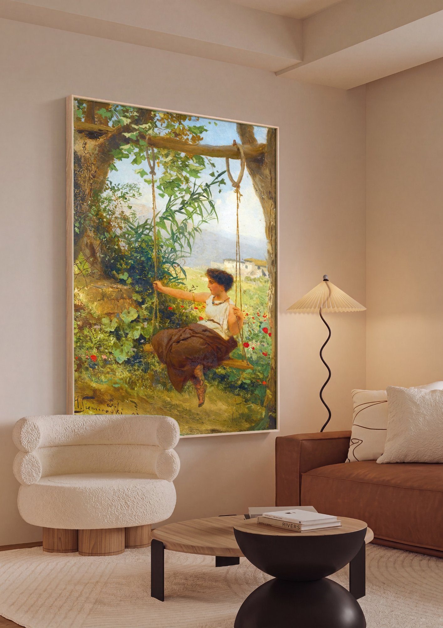 Quadro Decorativo A Jovem no Balanco - Siemiradzki em ambiente decorado