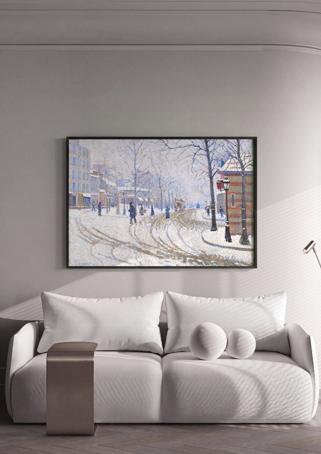 Quadro Decorativo Neve em Paris - Paul Signac em ambiente decorado