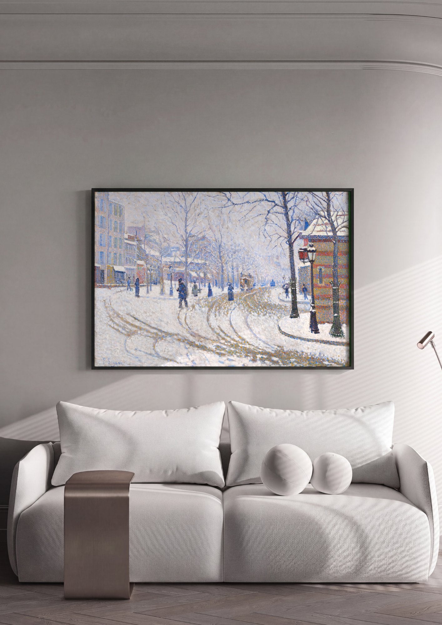 Quadro Decorativo Neve em Paris - Paul Signac em ambiente decorado