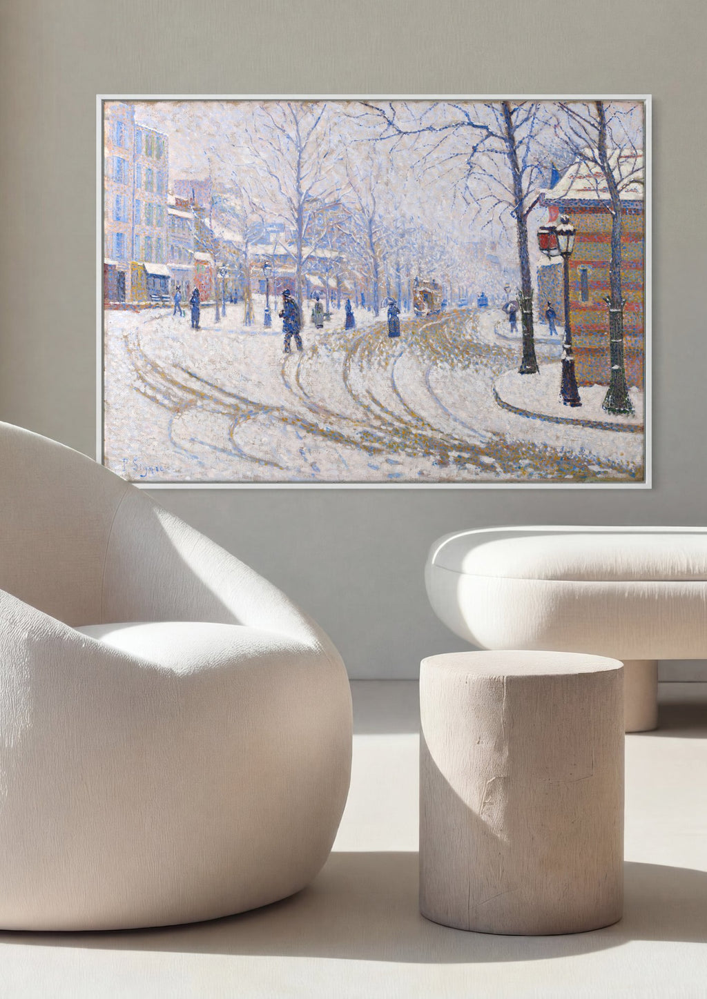 Quadro Decorativo Neve em Paris - Paul Signac em ambiente decorado