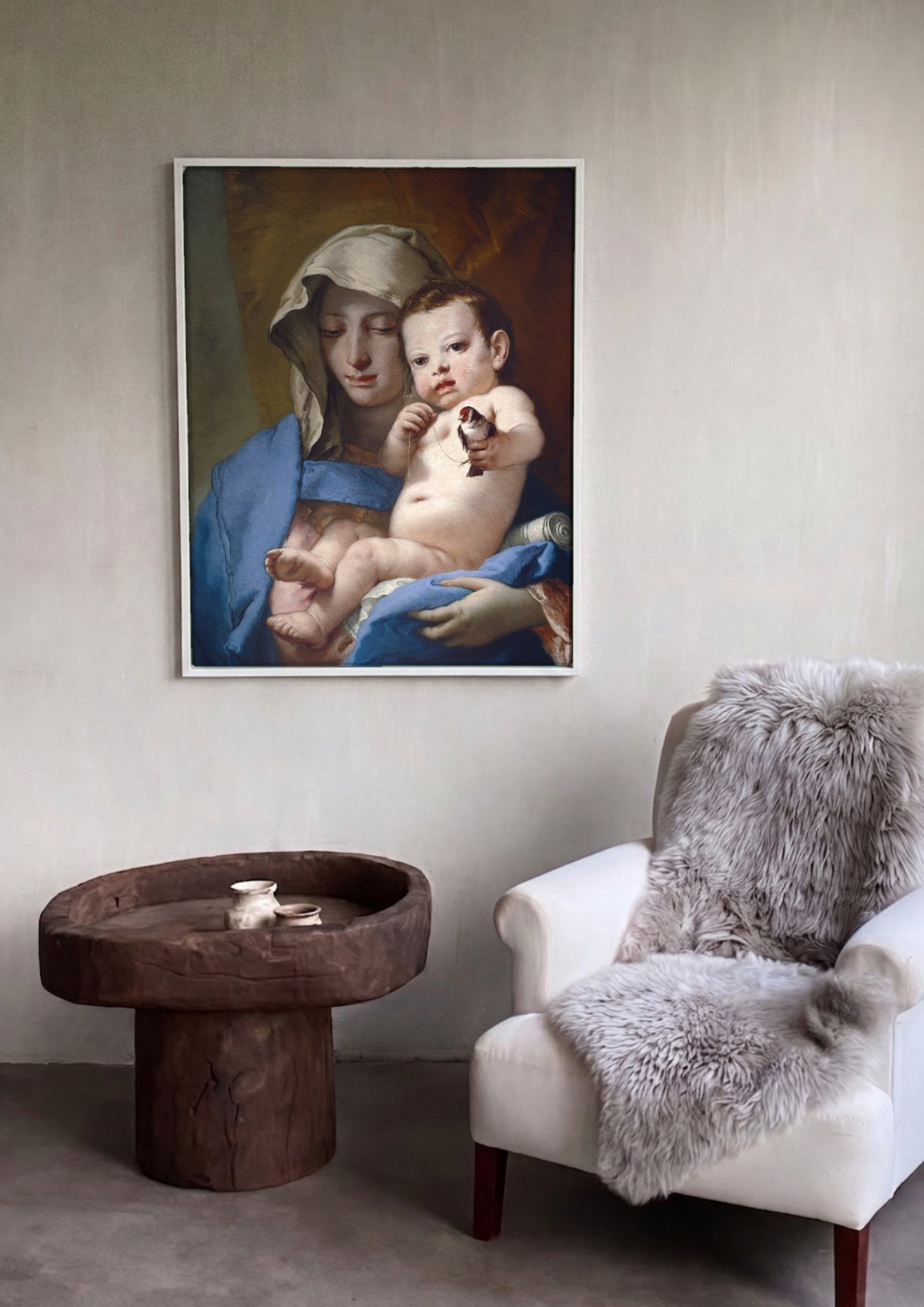 Quadro Decorativo A Madona e o Pintassilgo - Tiepolo em ambiente decorado