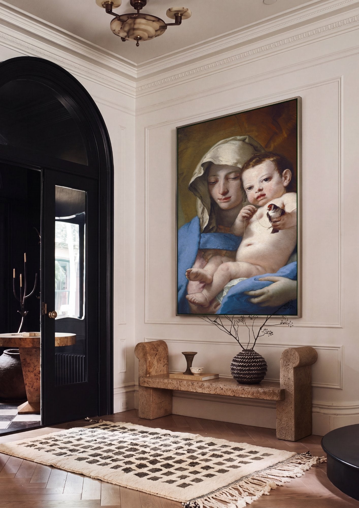 Quadro Decorativo A Madona e o Pintassilgo - Tiepolo em ambiente decorado