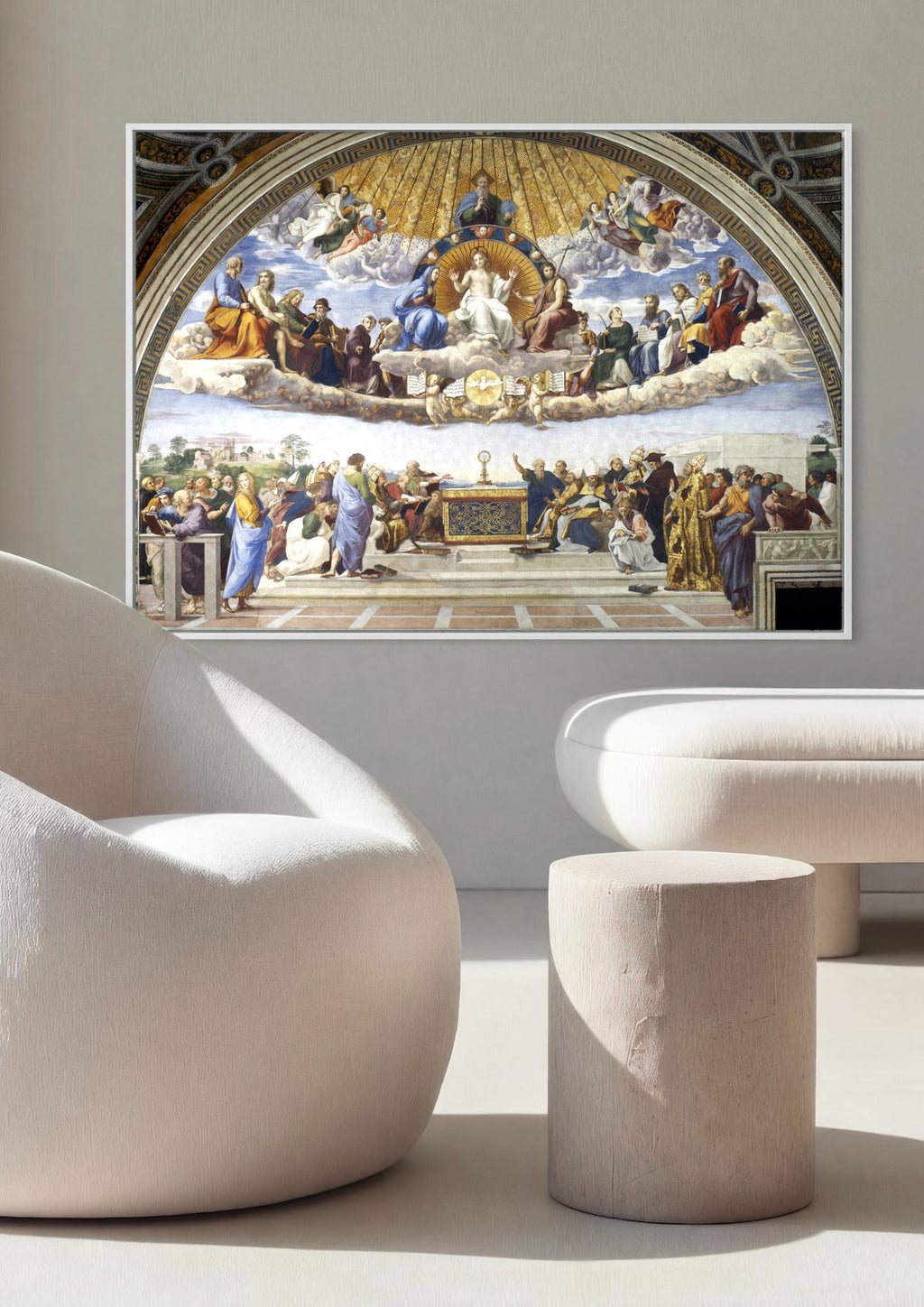 Quadro Decorativo A Disputa do Santíssimo Sacramento - Rafael em ambiente decorado