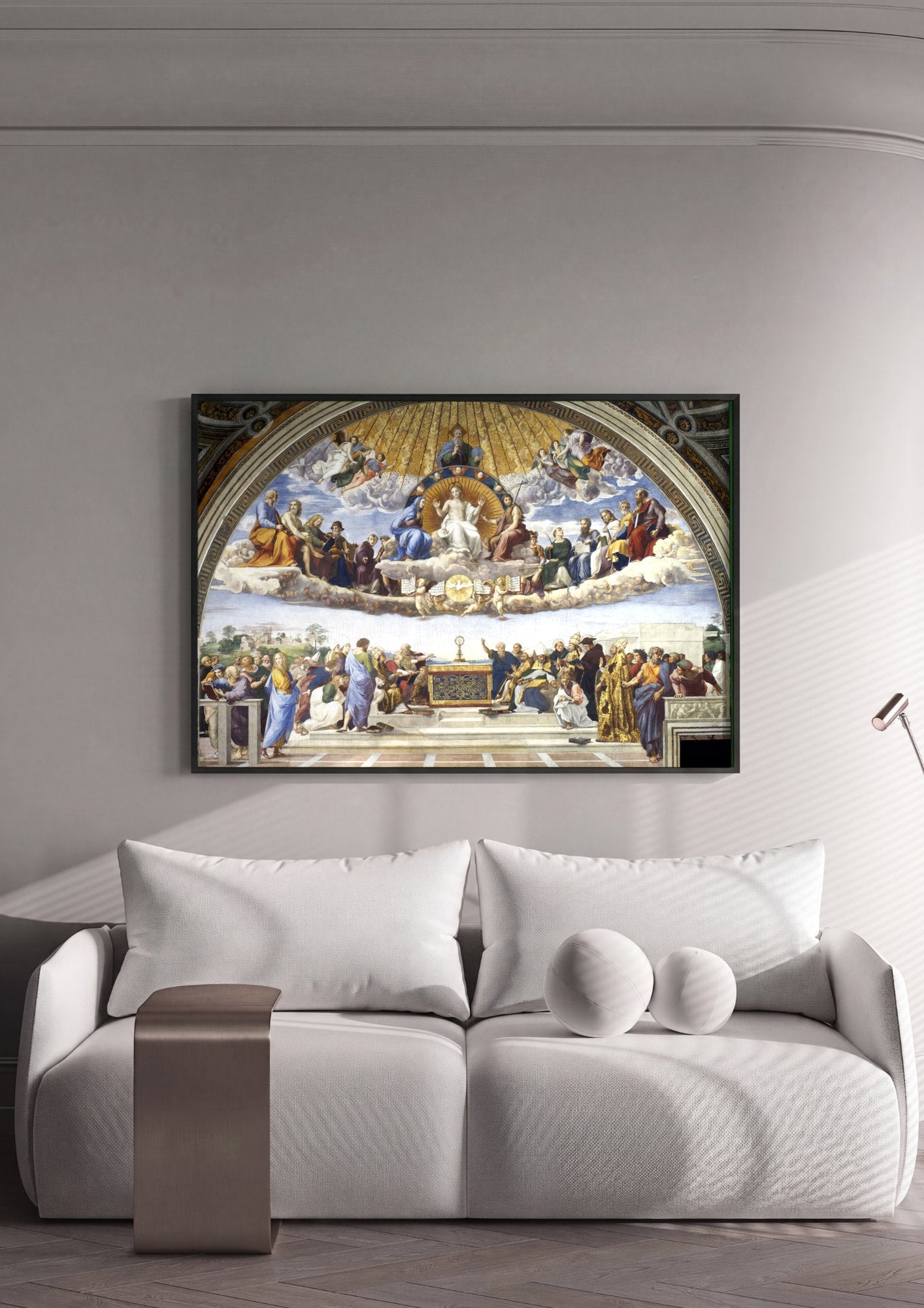 Quadro Decorativo A Disputa do Santíssimo Sacramento - Rafael em ambiente decorado