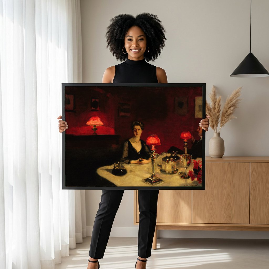 Quadro Decorativo Jantar Íntimo - John Singer Sargent com modelo em ambiente