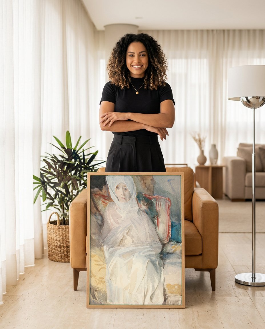 Quadro Decorativo A Dama Velada - John Singer Sargent com modelo em ambiente