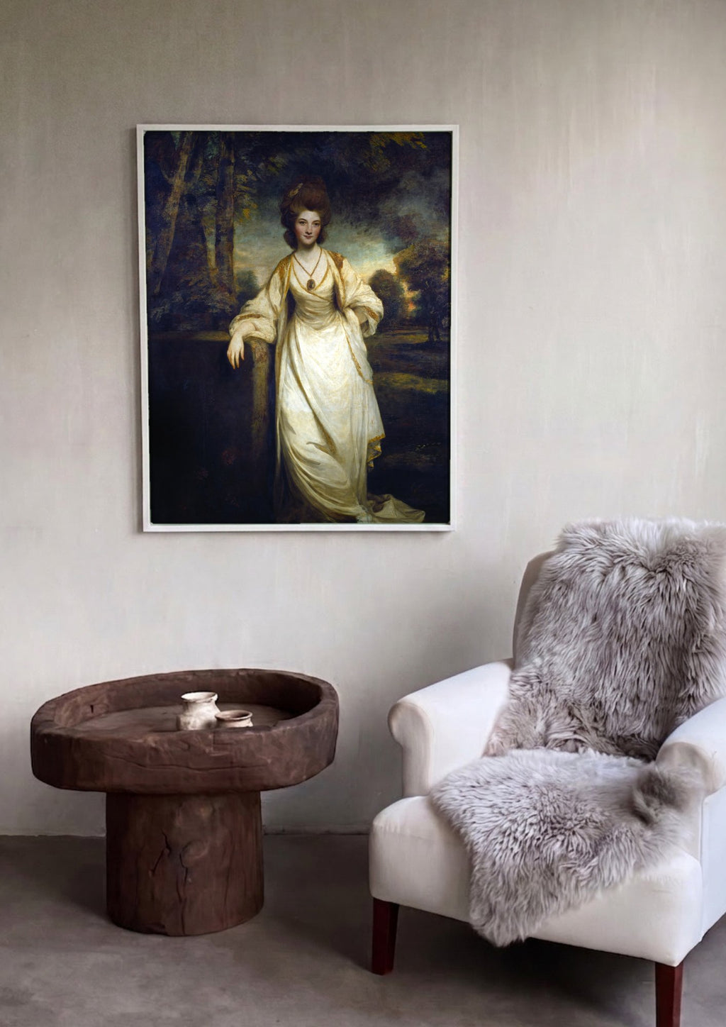 Quadro Decorativo Senhora em Branco - Sir Joshua Reynolds em ambiente decorado
