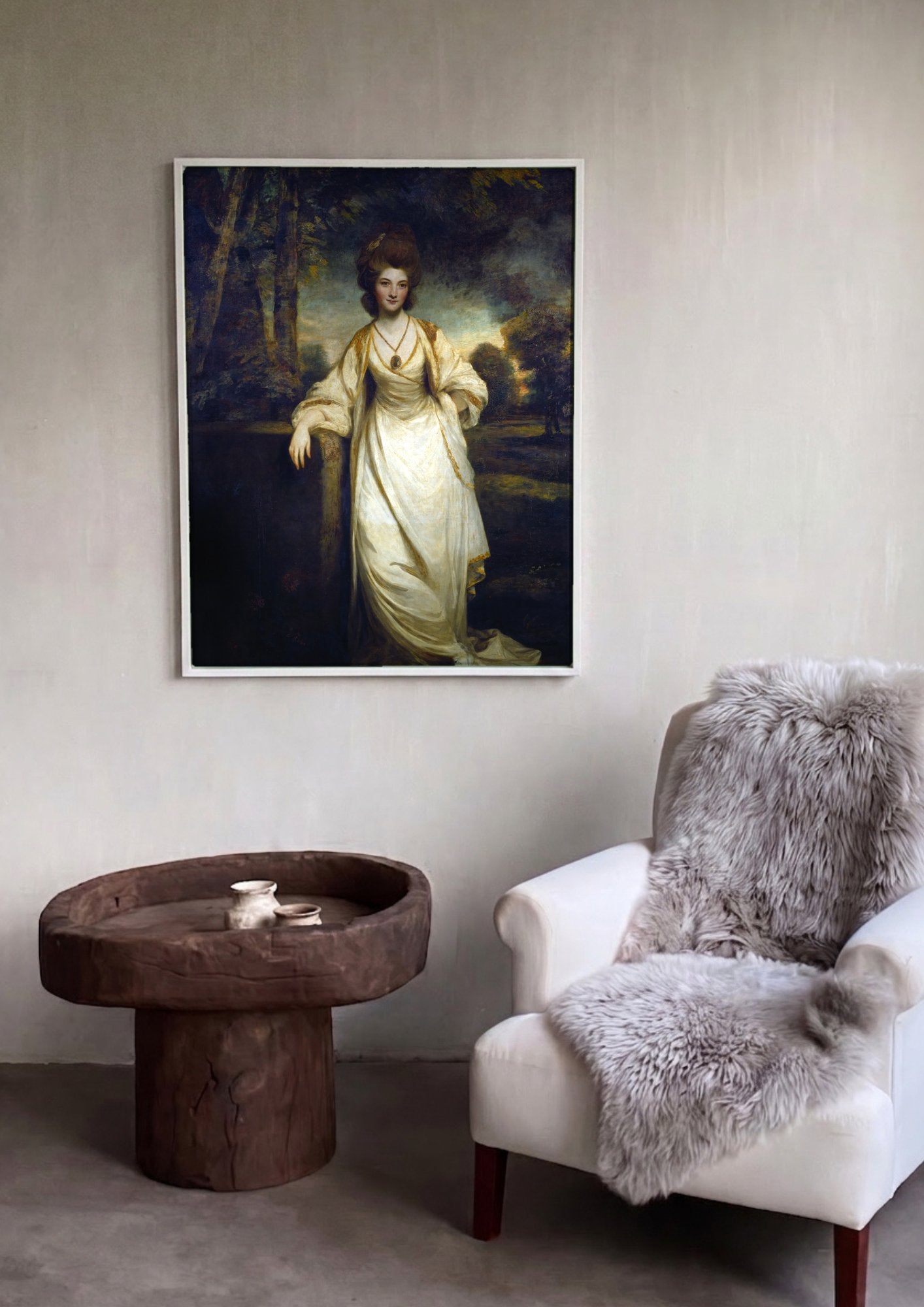 Quadro Decorativo Senhora em Branco - Sir Joshua Reynolds em ambiente decorado