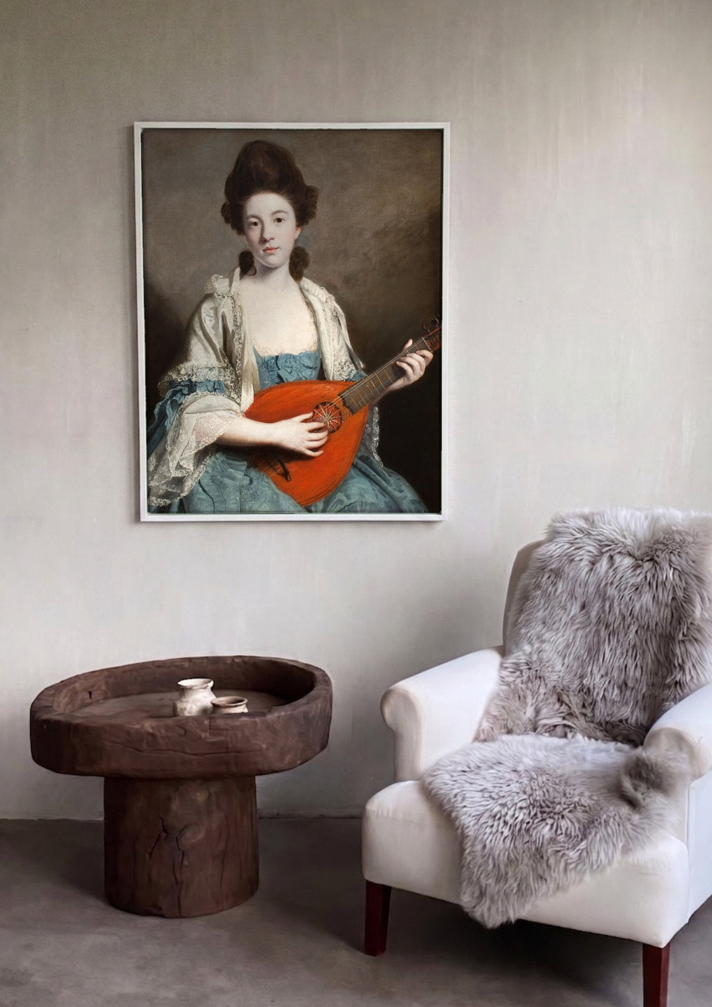 Quadro Decorativo Senhora com Alaúde - Sir Joshua Reynolds em ambiente decorado