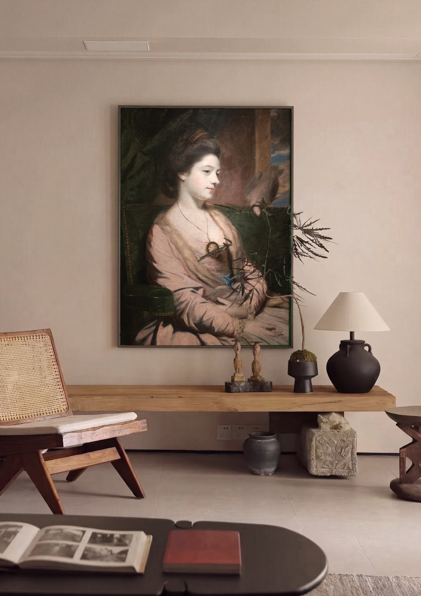 Quadro Decorativo Senhora com Pombas - Sir Joshua Reynolds em ambiente decorado