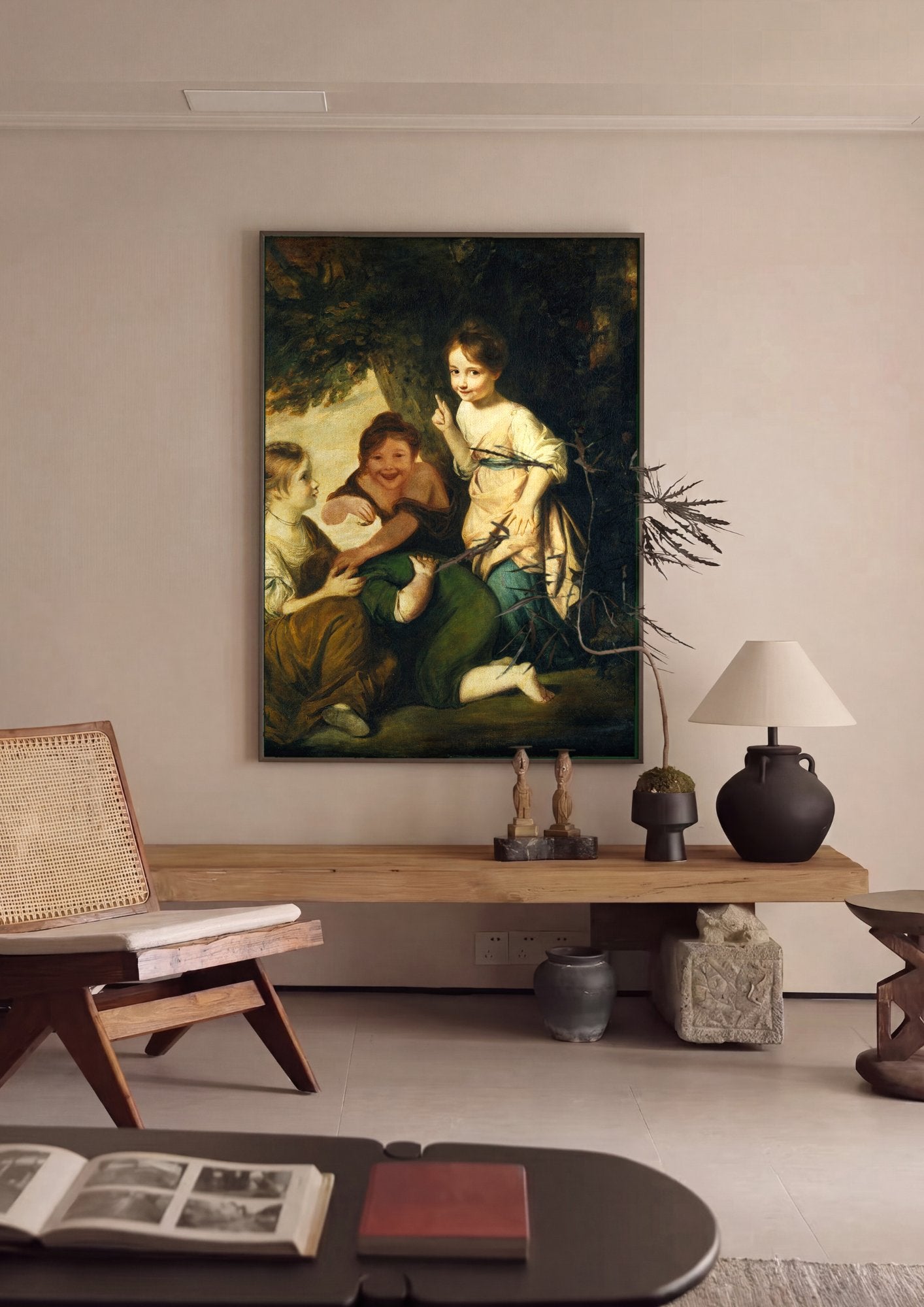 Quadro Decorativo Crianças no Bosque - Sir Joshua Reynolds em ambiente decorado