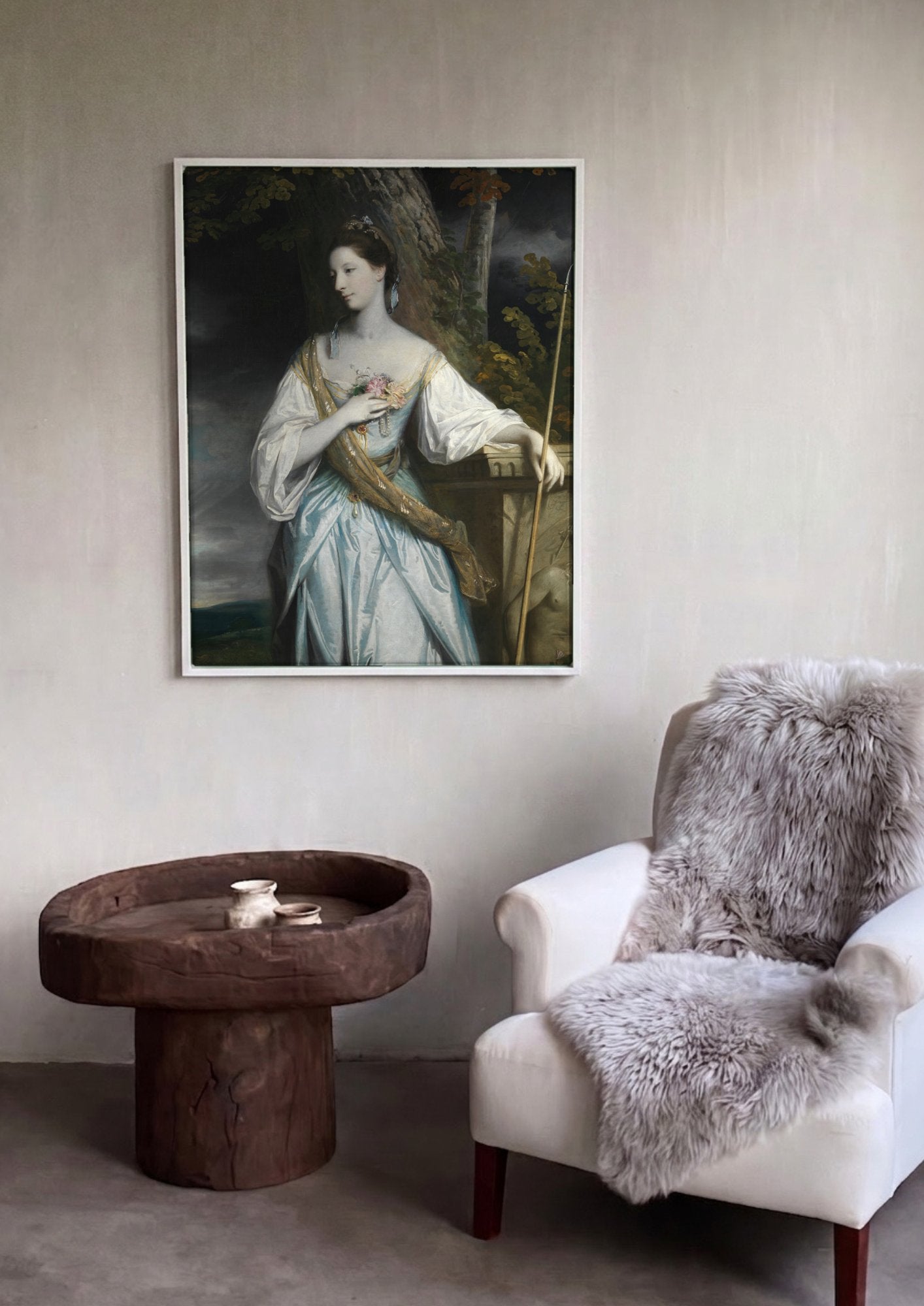 Quadro Decorativo Senhora com Cajado - Sir Joshua Reynolds em ambiente decorado