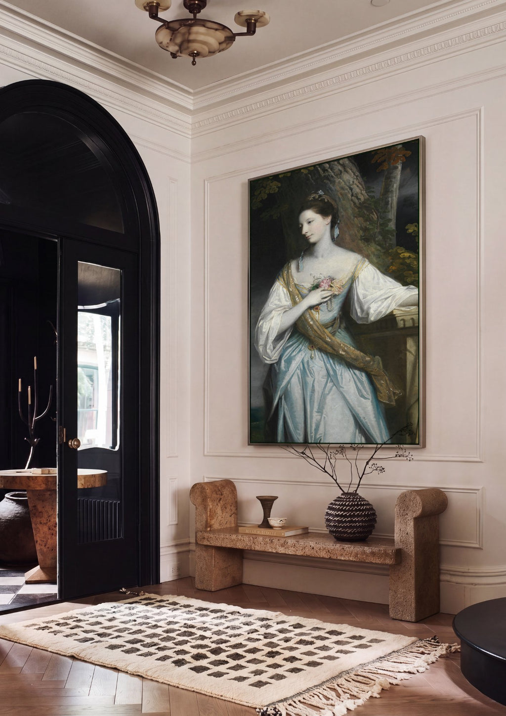Quadro Decorativo Senhora com Cajado - Sir Joshua Reynolds em ambiente decorado