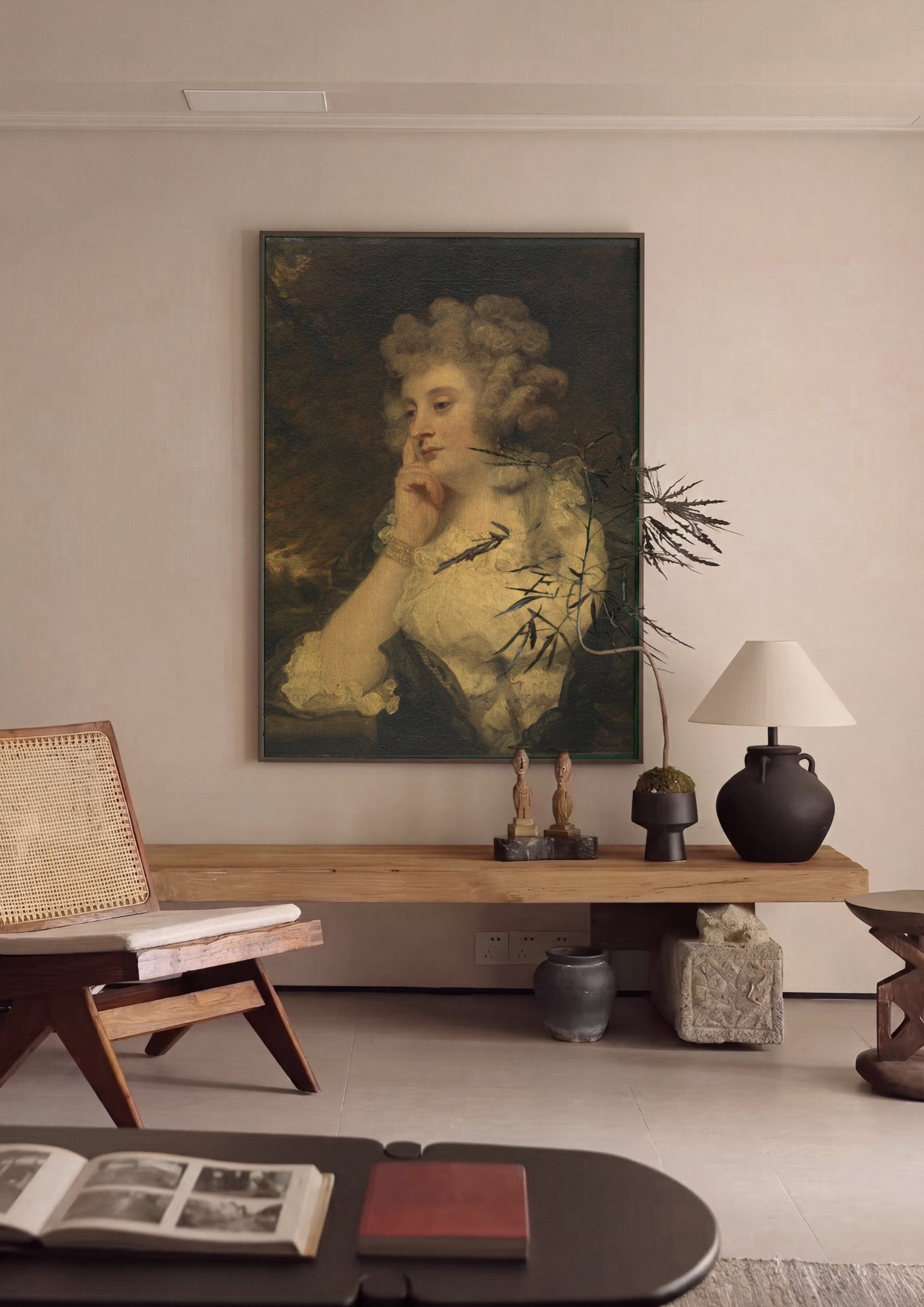 Quadro Decorativo Senhora Reflexiva - Sir Joshua Reynolds em ambiente decorado